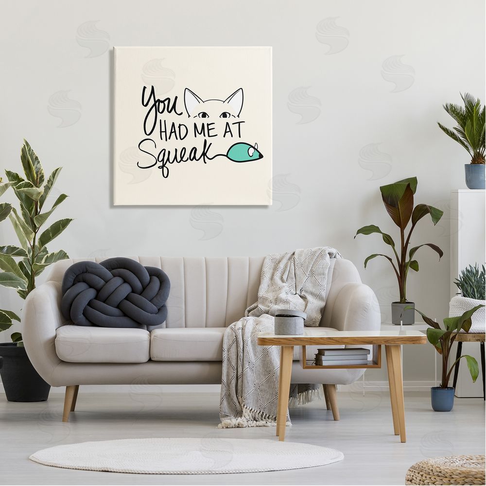 SunDance Group LLC You Had Me At Squeak Peeking Cat Canvas Wall Art in Room