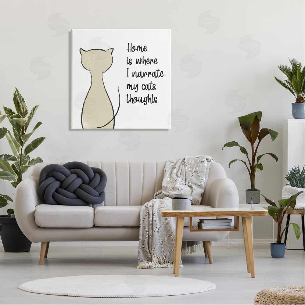 Anna Quach Narrate My Cats Thoughts Phrase Canvas Wall Art in Room