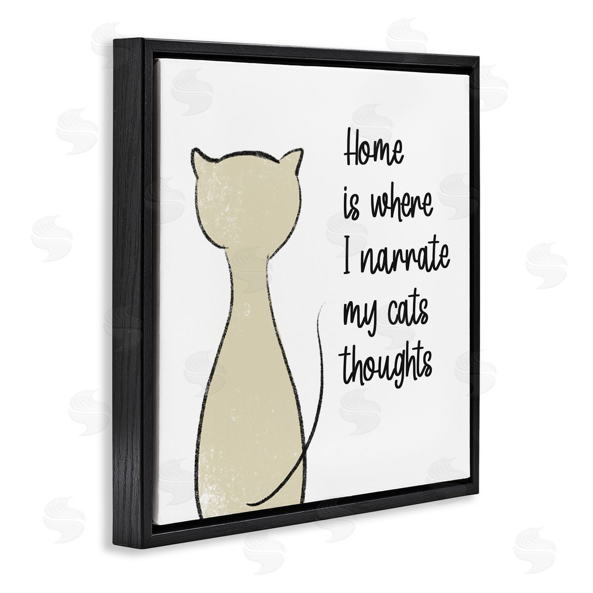 Anna Quach Narrate My Cats Thoughts Phrase Black Floating Frame Canvas Wall Art Print