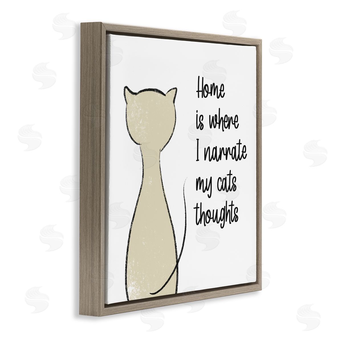 Anna Quach Narrate My Cats Thoughts Phrase Brown Floating Frame Canvas Wall Art Print