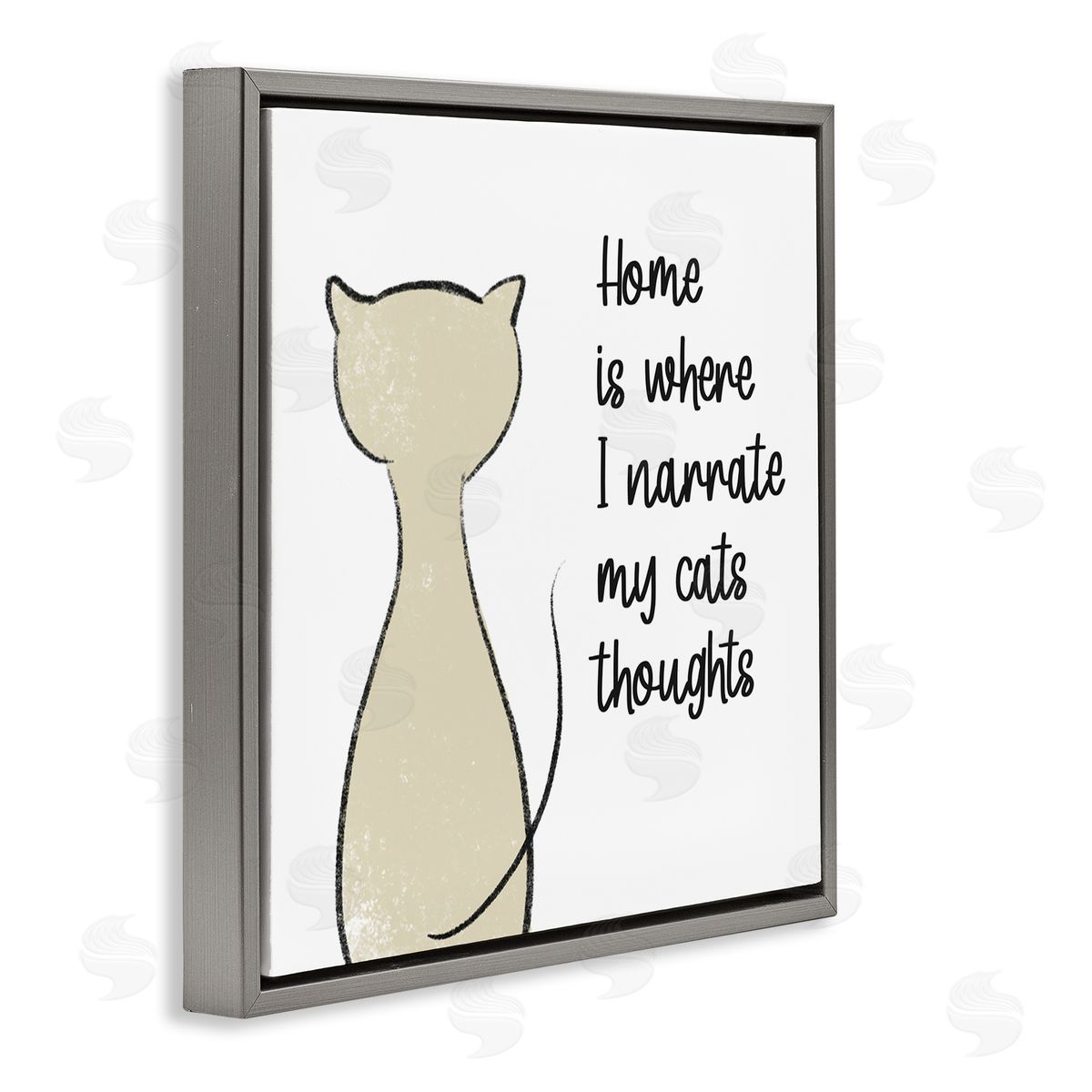 Anna Quach Narrate My Cats Thoughts Phrase Gray Floating Frame Canvas Wall Art Print