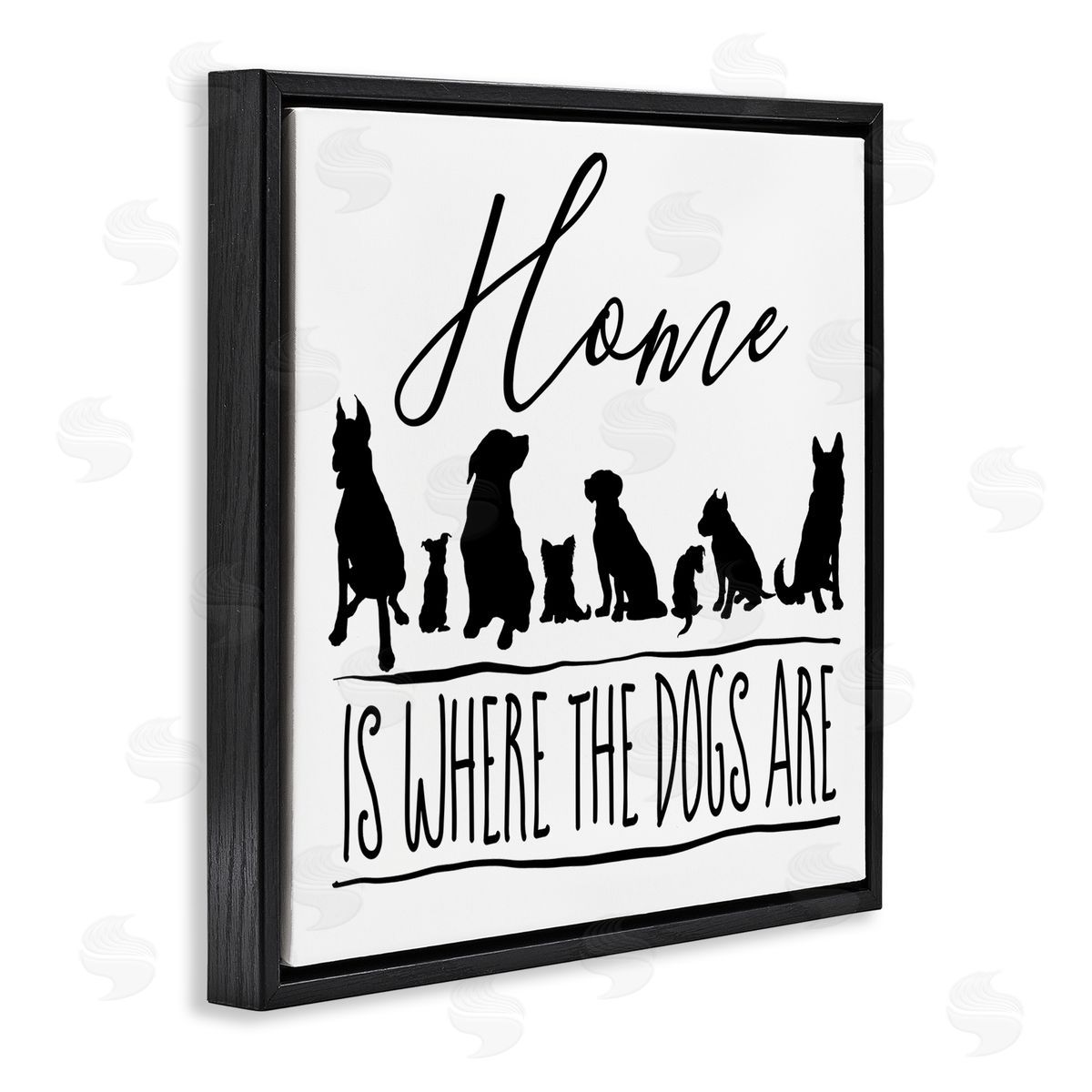 Elizabeth Medley Home Is Where Dogs Are Phrase Black Floating Frame Canvas Wall Art Print