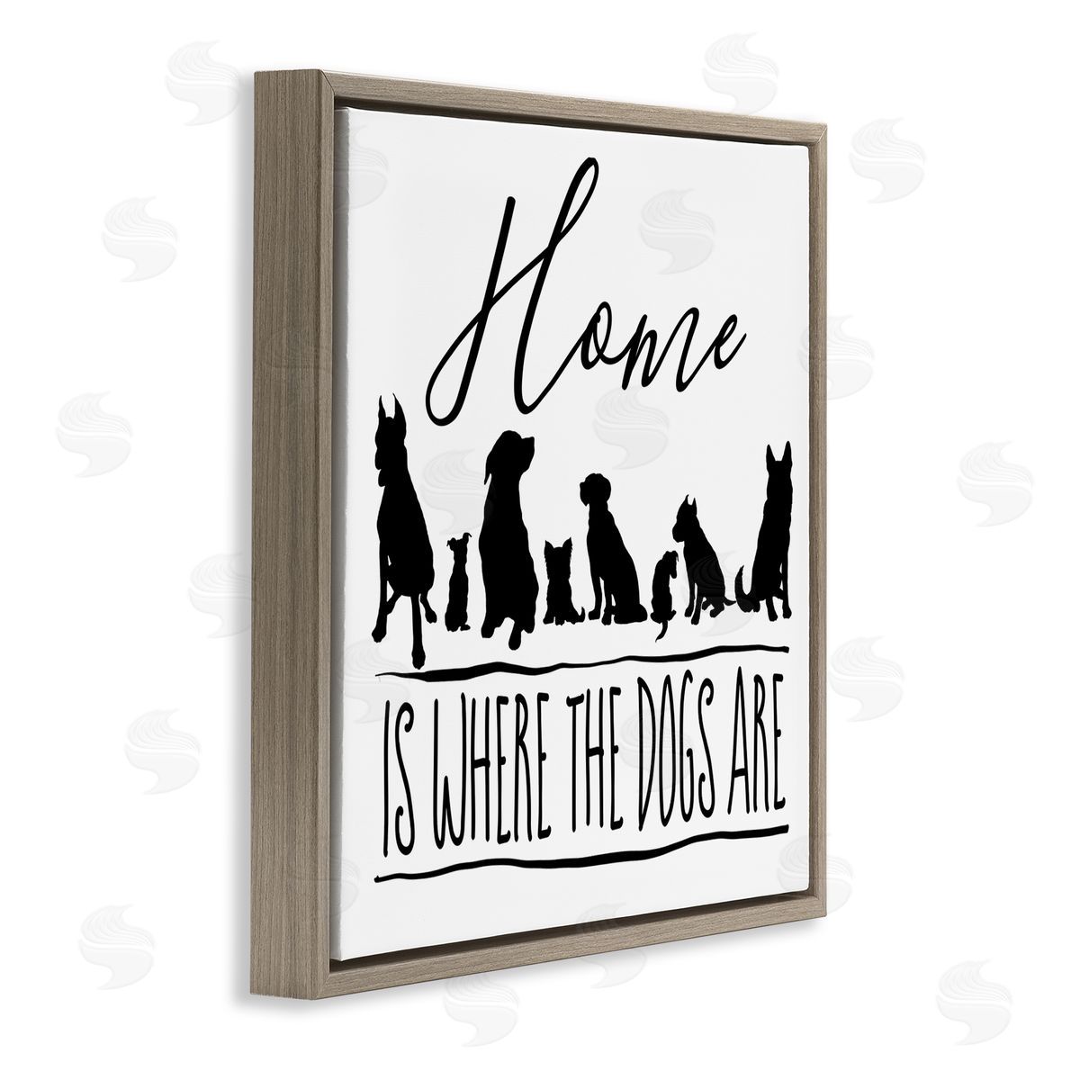 Elizabeth Medley Home Is Where Dogs Are Phrase Brown Floating Frame Canvas Wall Art Print