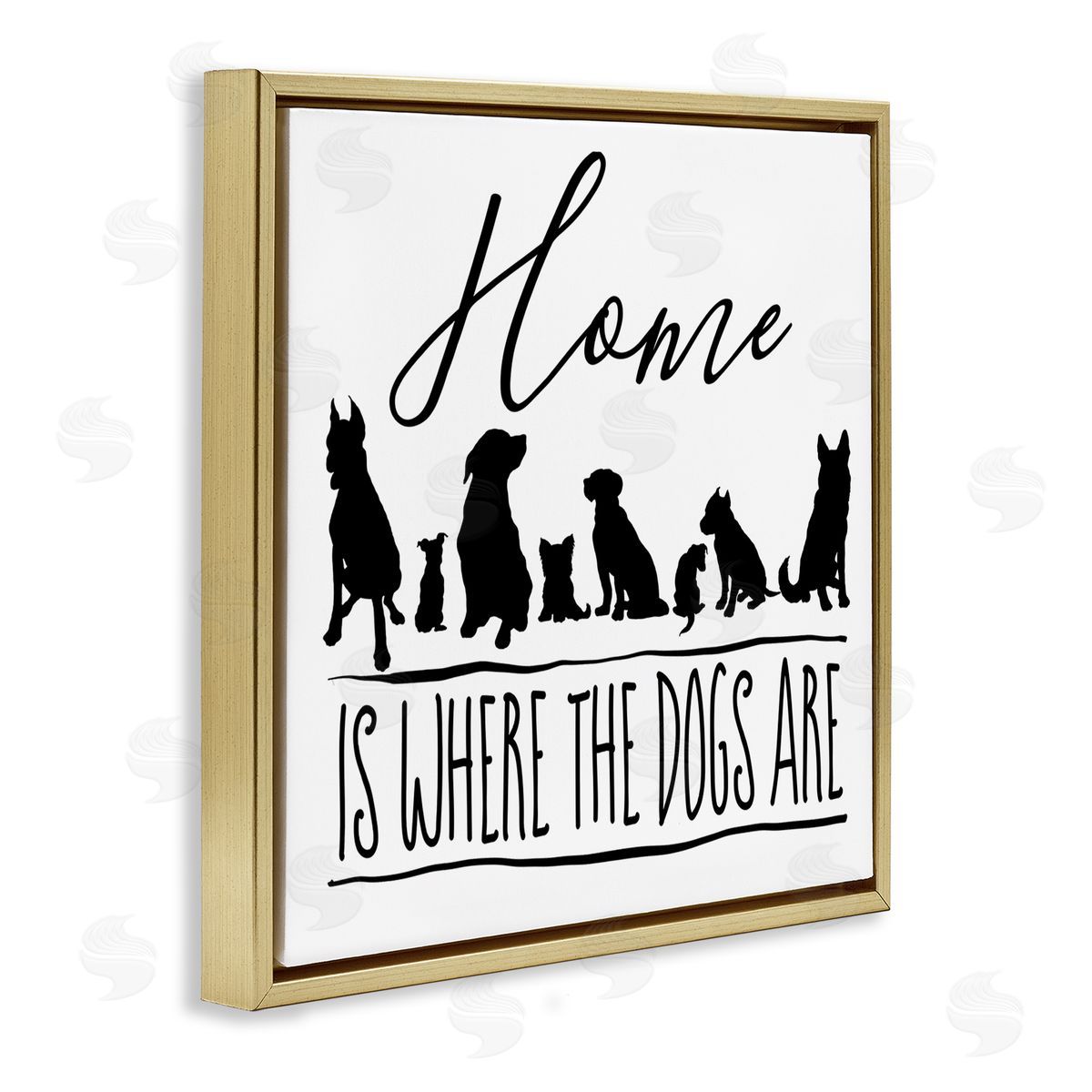 Elizabeth Medley Home Is Where Dogs Are Phrase Gold Floating Frame Canvas Wall Art Print