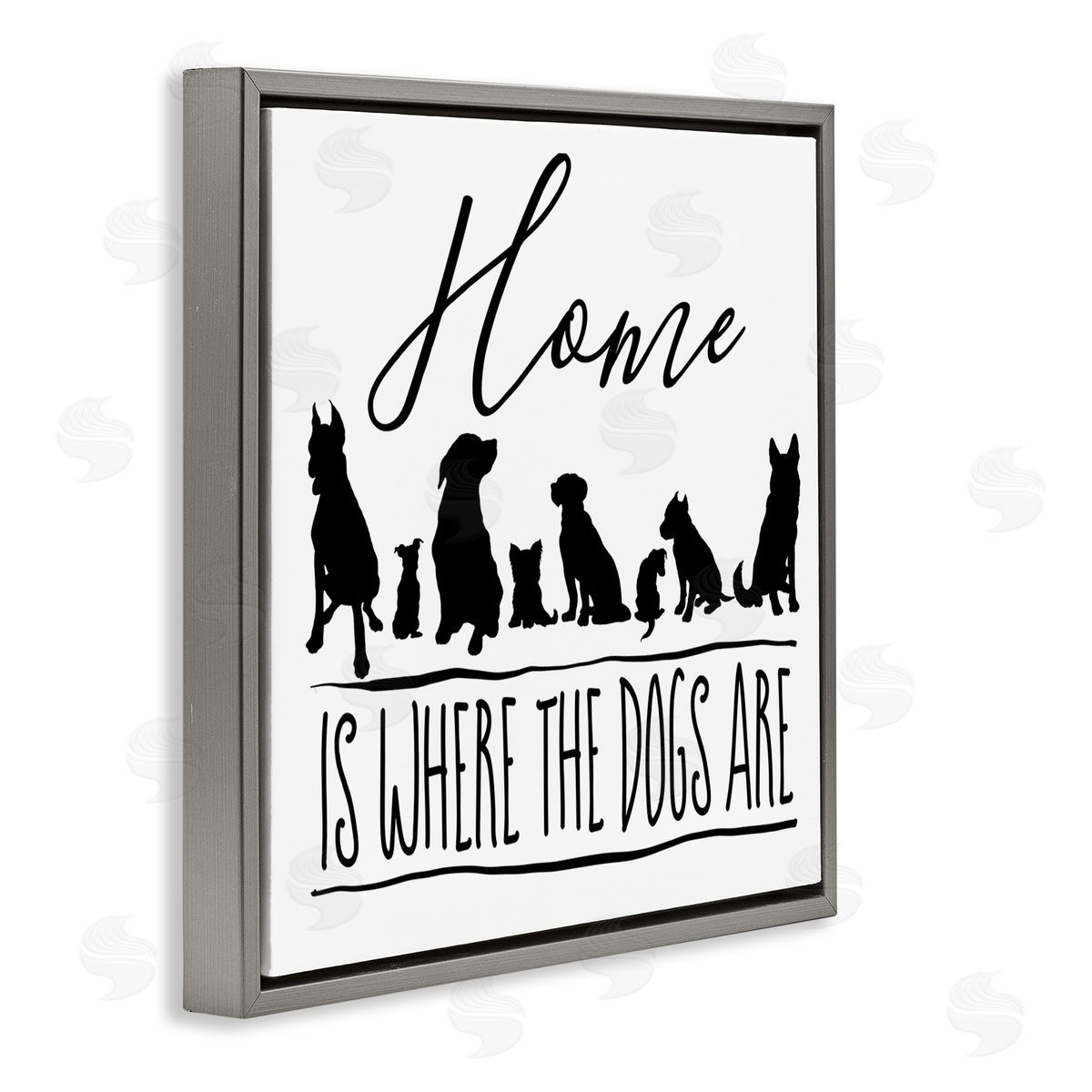 Elizabeth Medley Home Is Where Dogs Are Phrase Gray Floating Frame Canvas Wall Art Print