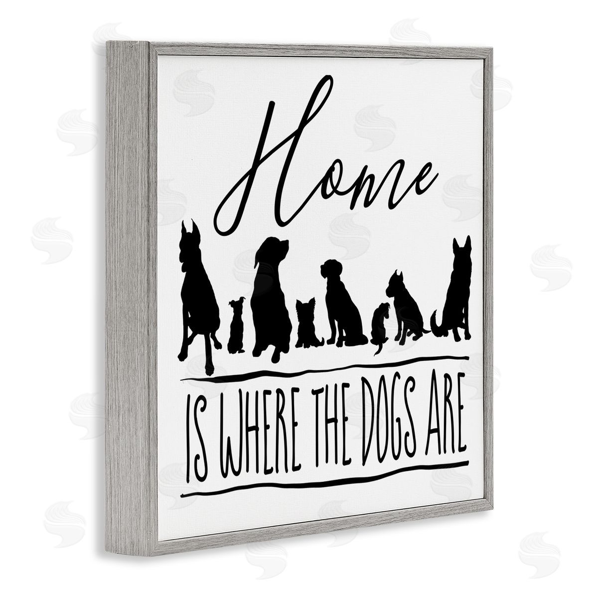 Elizabeth Medley Home Is Where Dogs Are Phrase Gray Framed Glicee Wall Art Print