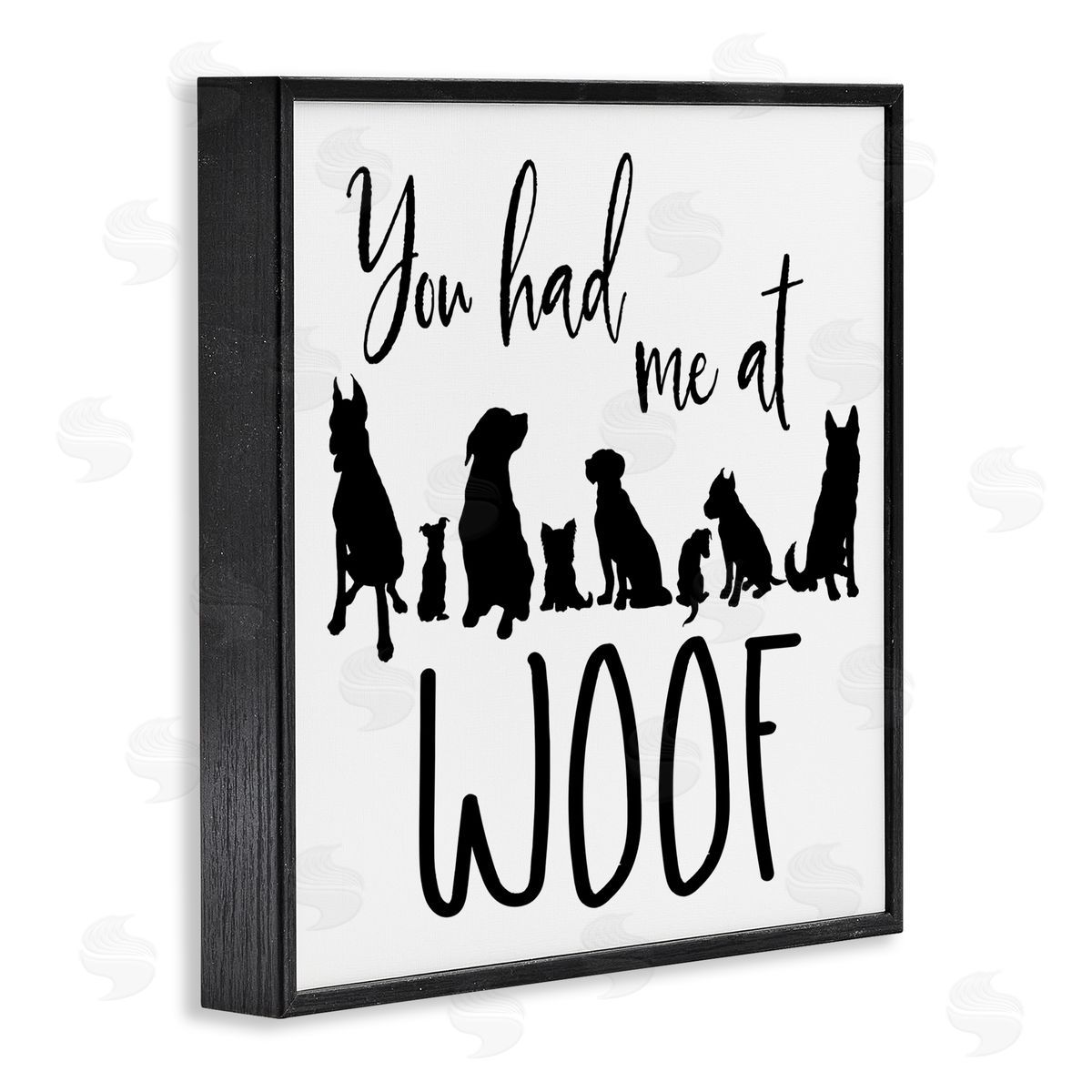 Elizabeth Medley You Had Me At Woof Silhouette Phrase Black Framed Glicee Wall Art Print