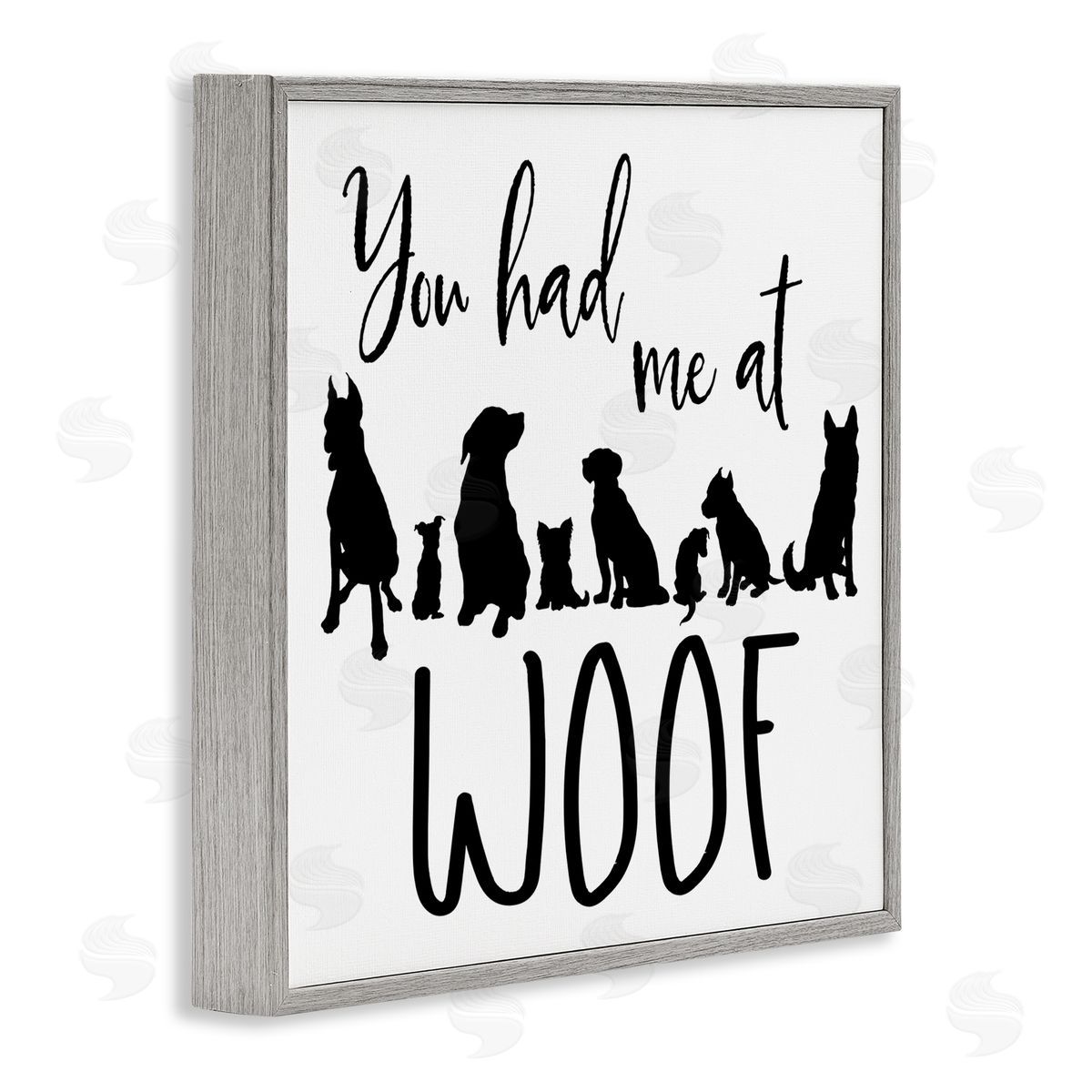 Elizabeth Medley You Had Me At Woof Silhouette Phrase Gray Framed Glicee Wall Art Print