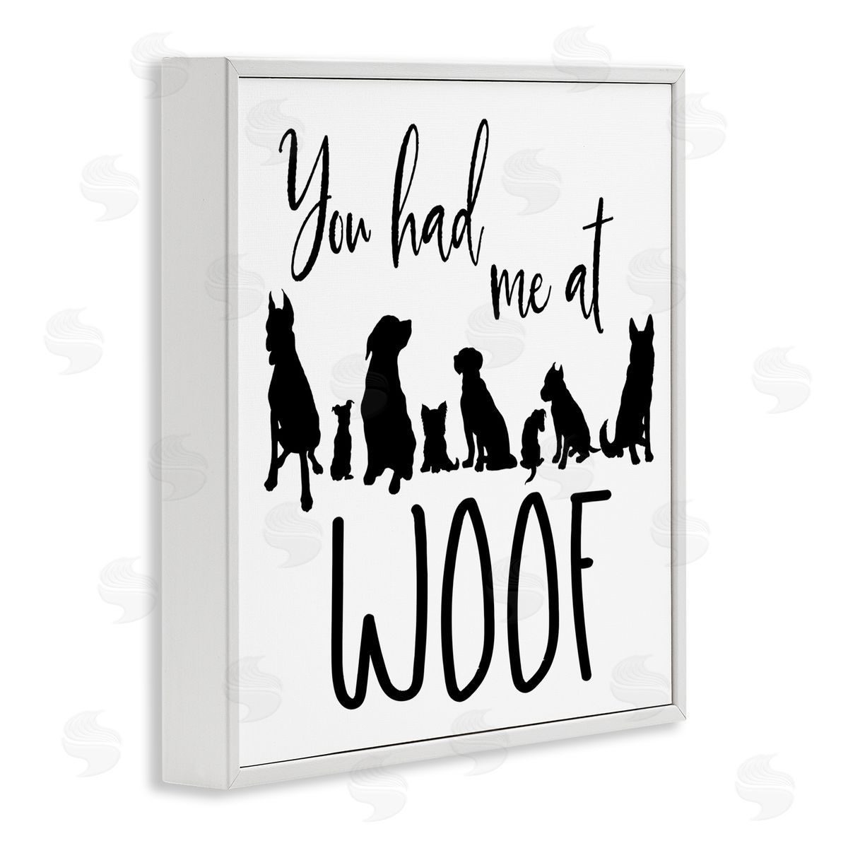 Elizabeth Medley You Had Me At Woof Silhouette Phrase White Framed Glicee Wall Art Print