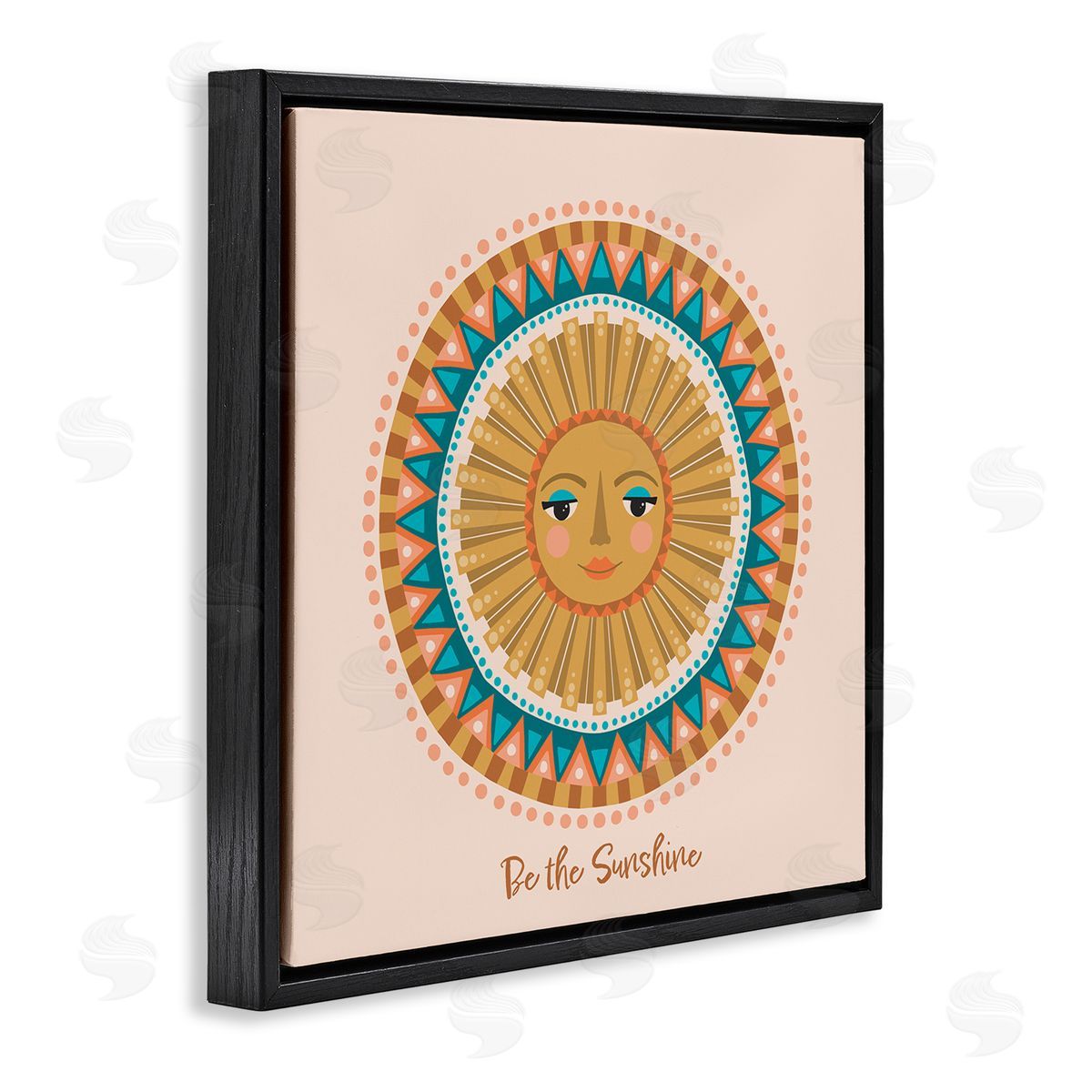Caroline Alfreds Boho Be The Sunshine Pattern Black Floating Frame Canvas Wall Art Print
