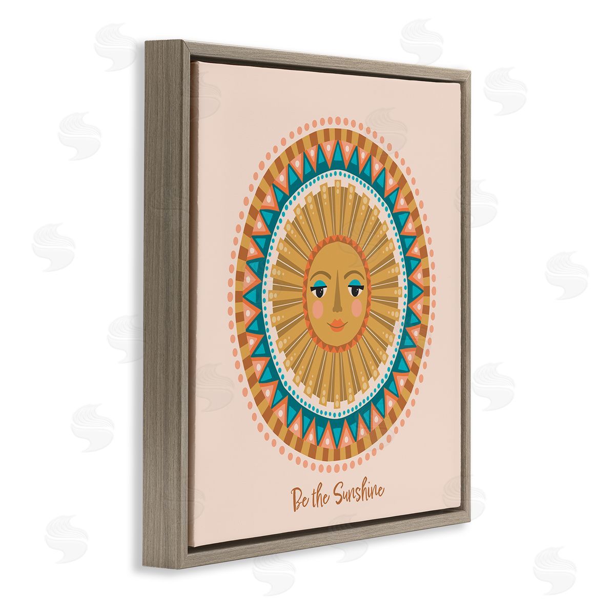 Caroline Alfreds Boho Be The Sunshine Pattern Brown Floating Frame Canvas Wall Art Print