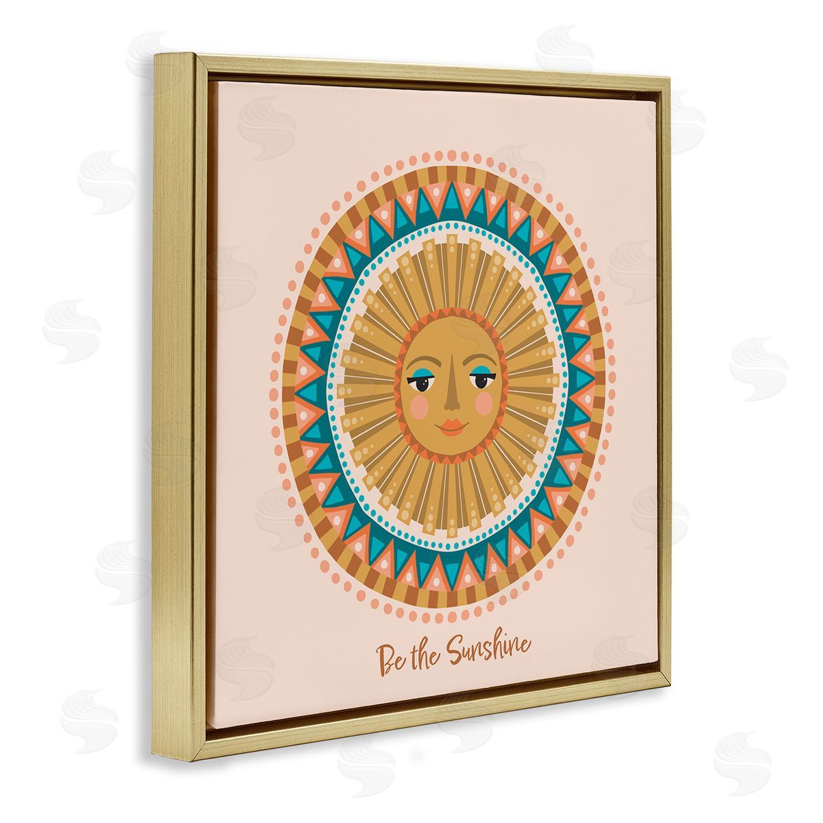 Caroline Alfreds Boho Be The Sunshine Pattern Gold Floating Frame Canvas Wall Art Print