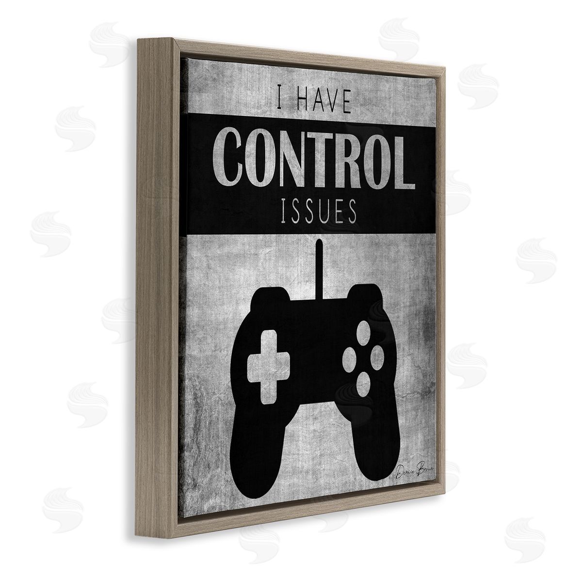 Denise Brown I Have Control Issues Gaming Phrase Brown Floating Frame Canvas Wall Art Print