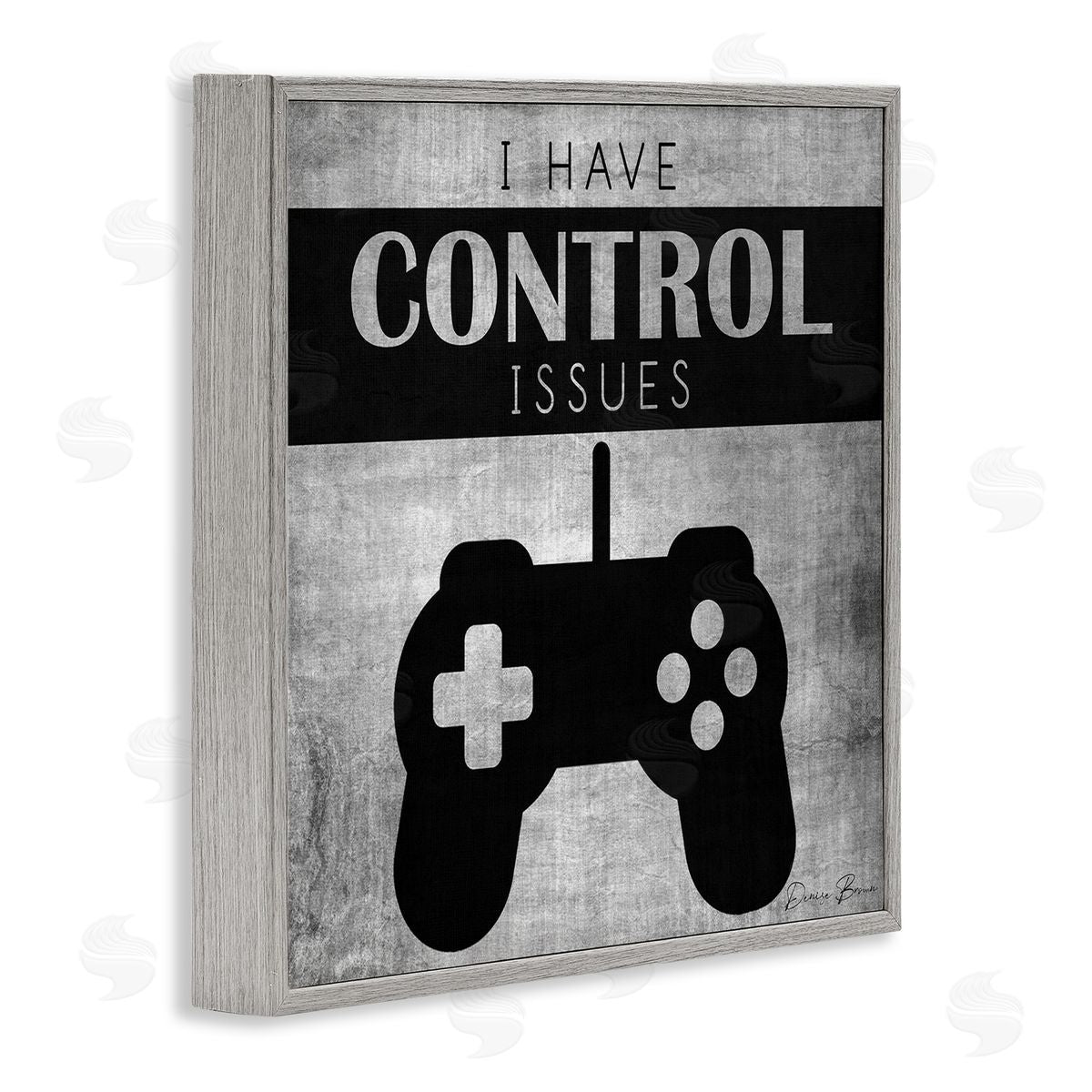 Denise Brown I Have Control Issues Gaming Phrase Gray Framed Glicee Wall Art Print