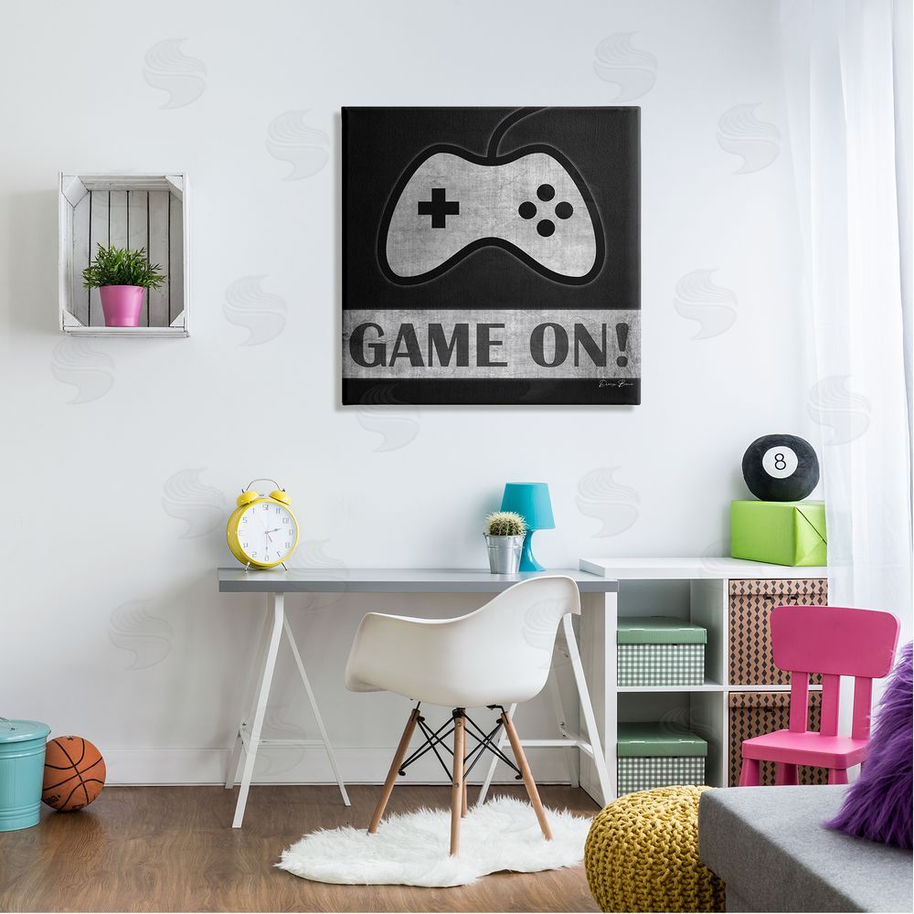 Denise Brown Game On Video Gaming Phrase Canvas Wall Art in Room