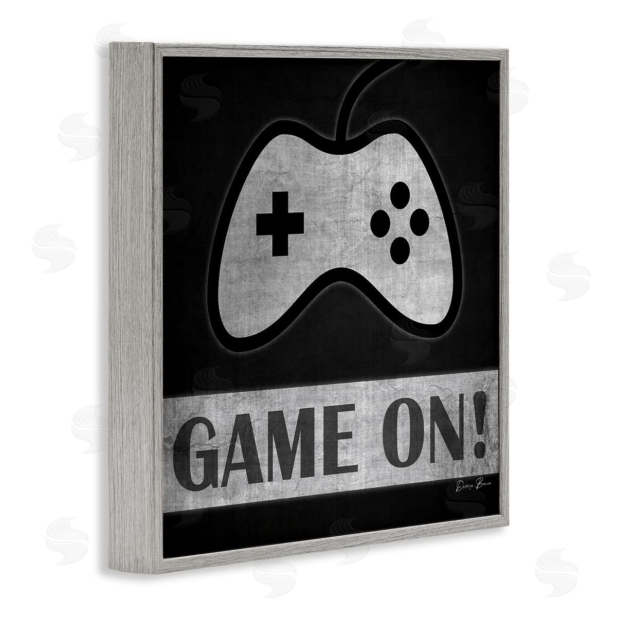 Denise Brown Game On Video Gaming Phrase Gray Framed Glicee Wall Art Print