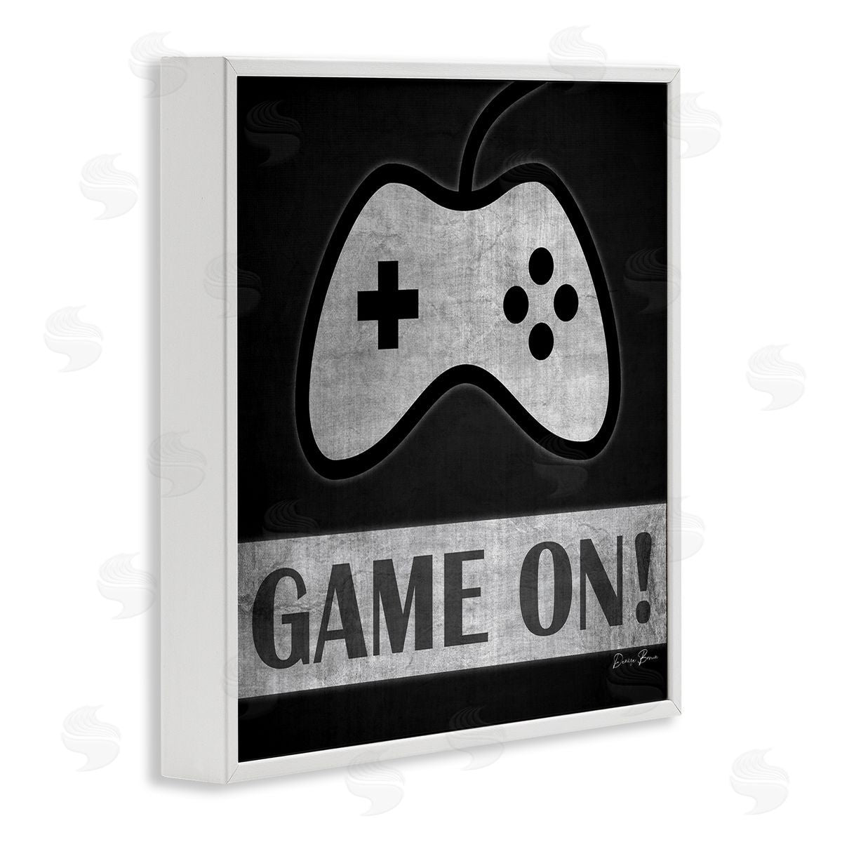 Denise Brown Game On Video Gaming Phrase White Framed Glicee Wall Art Print