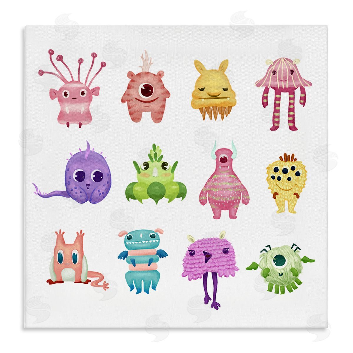 Ziwei Li Fun Varied Monster Creatures Stretched Canvas Wall Art Print