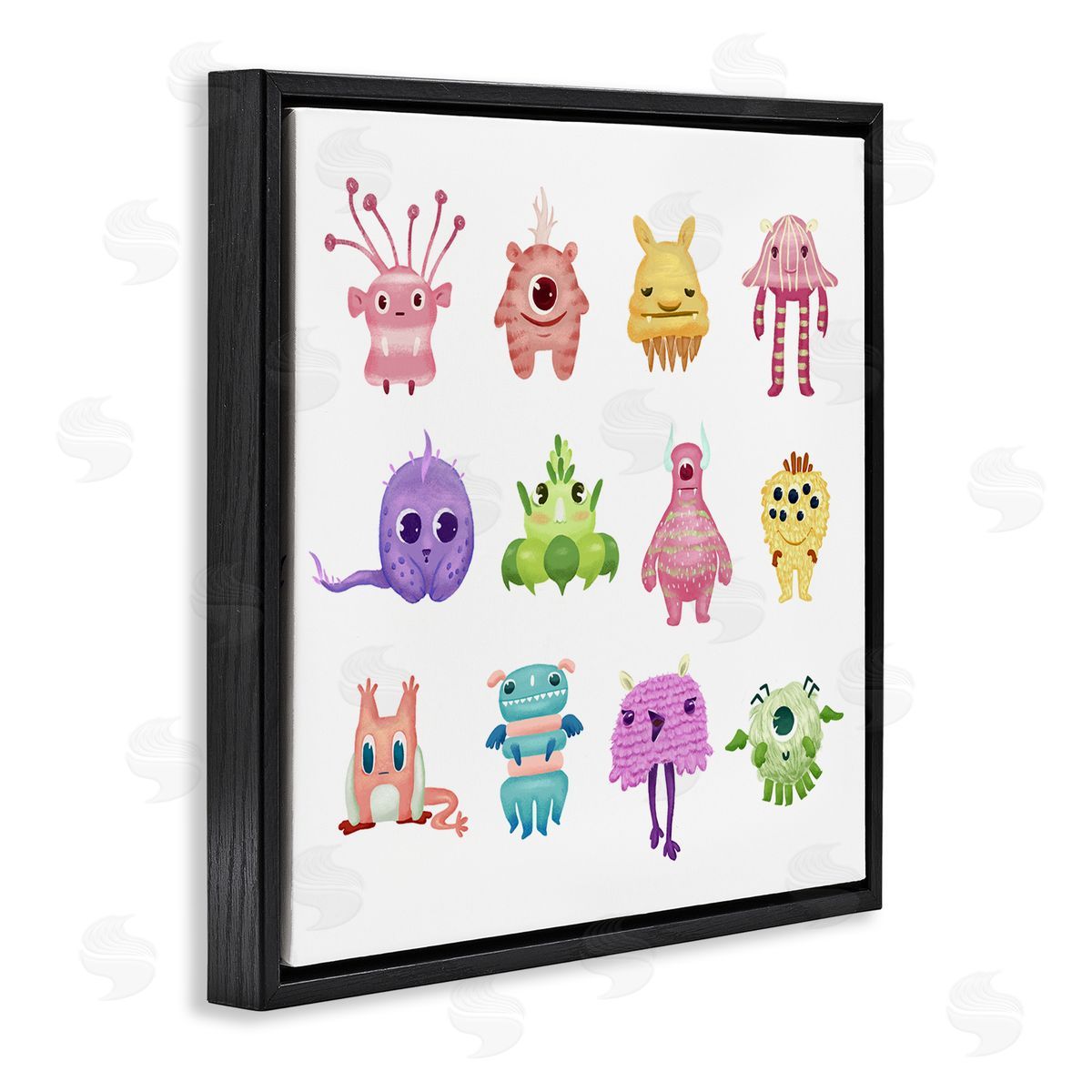Ziwei Li Fun Varied Monster Creatures Black Floating Frame Canvas Wall Art Print