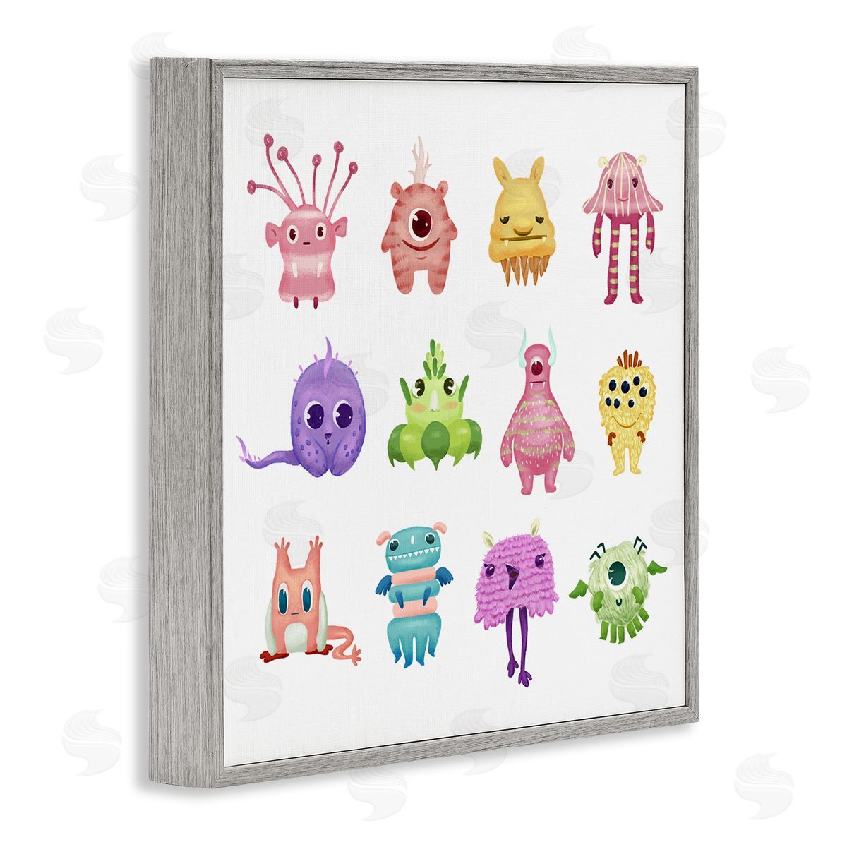 Ziwei Li Fun Varied Monster Creatures Gray Framed Glicee Wall Art Print