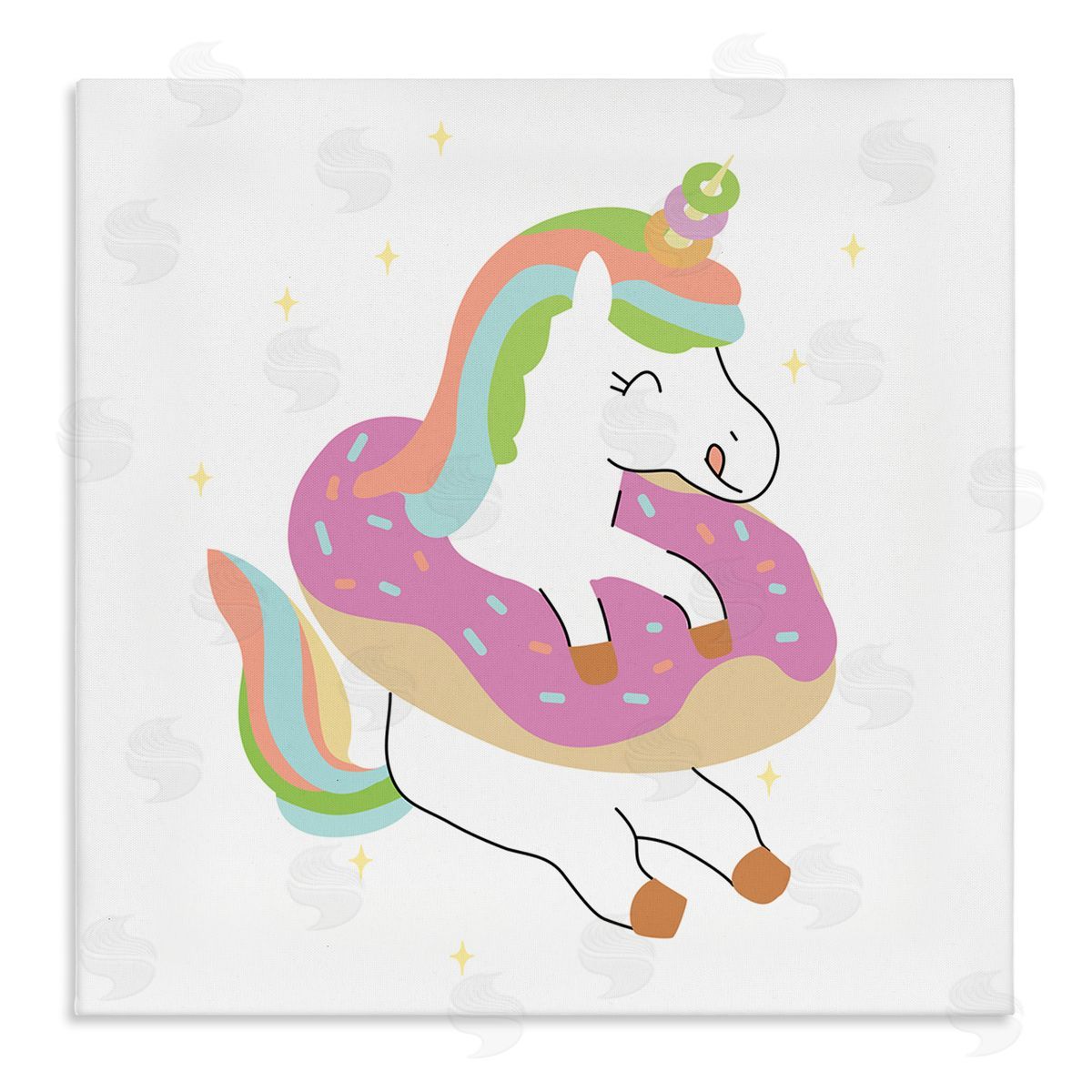 Ziwei Li Happy Unicorn Sprinkled Donut Stretched Canvas Wall Art Print