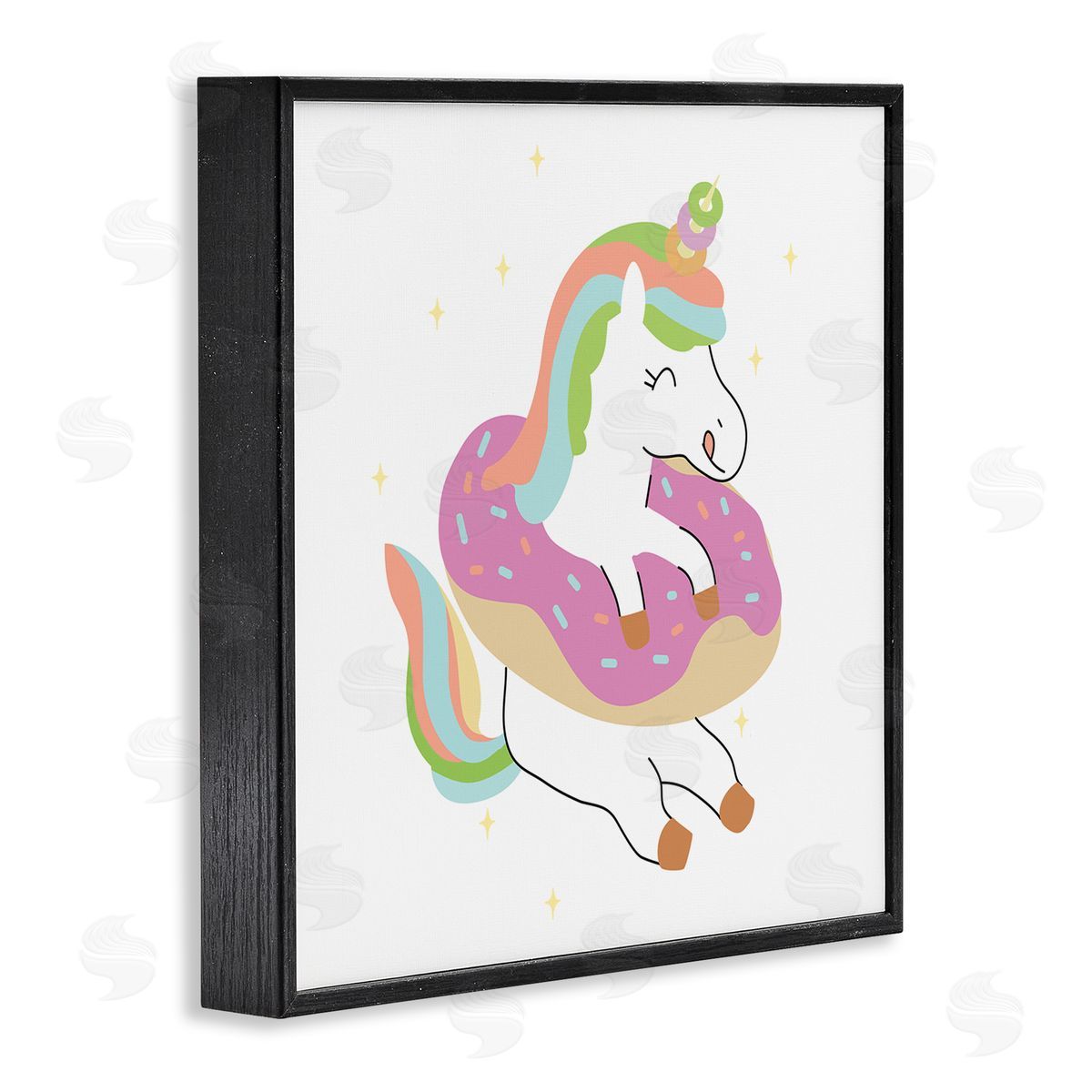 Ziwei Li Happy Unicorn Sprinkled Donut Black Framed Glicee Wall Art Print