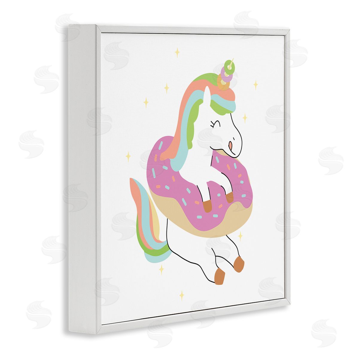 Ziwei Li Happy Unicorn Sprinkled Donut White Framed Glicee Wall Art Print