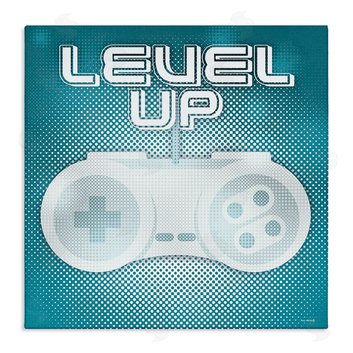 Yass Naffas Designs Level Up Vintage Controller  Stretched Canvas Wall Art Print