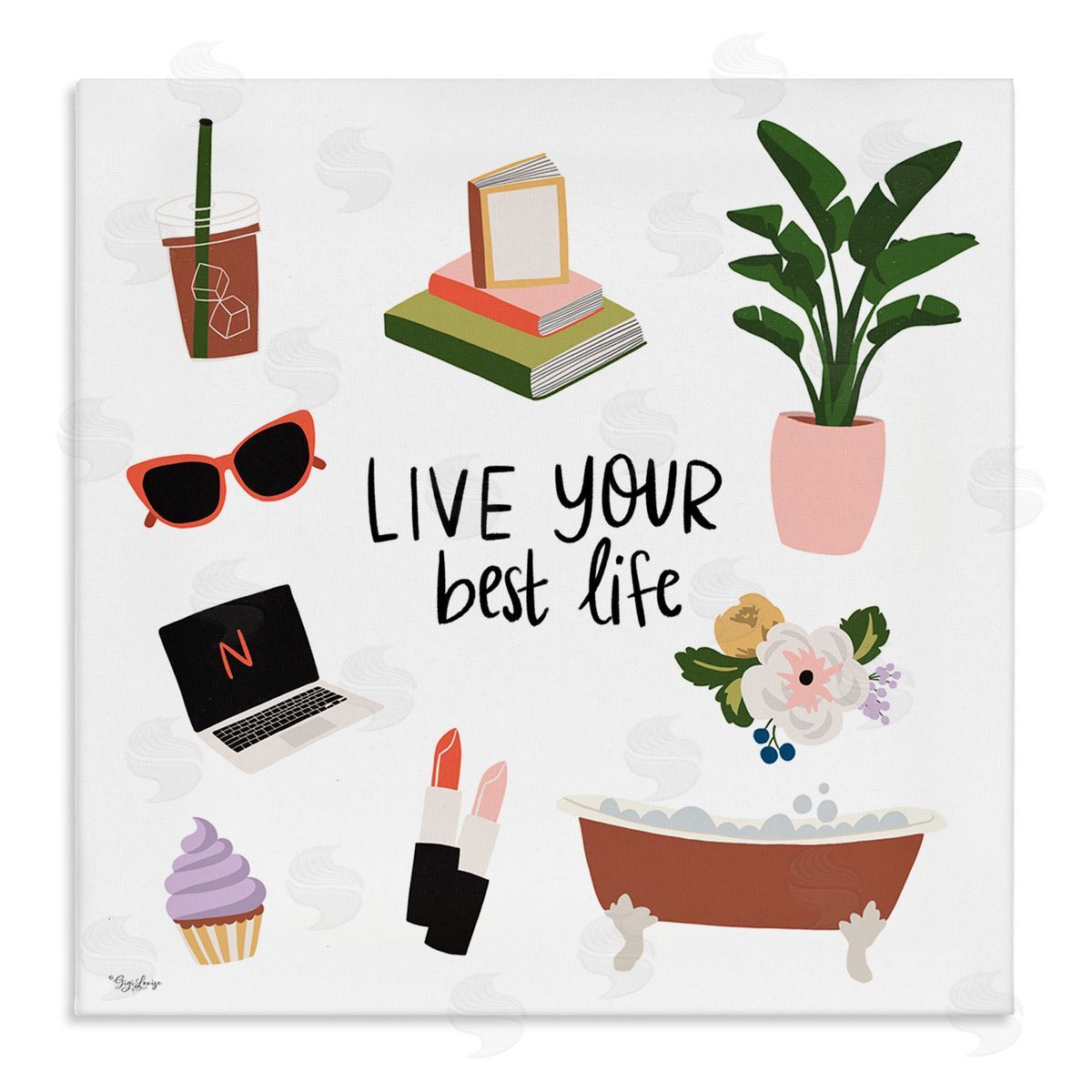 Gigi Louise Live Your Best Life Phrase Stretched Canvas Wall Art Print