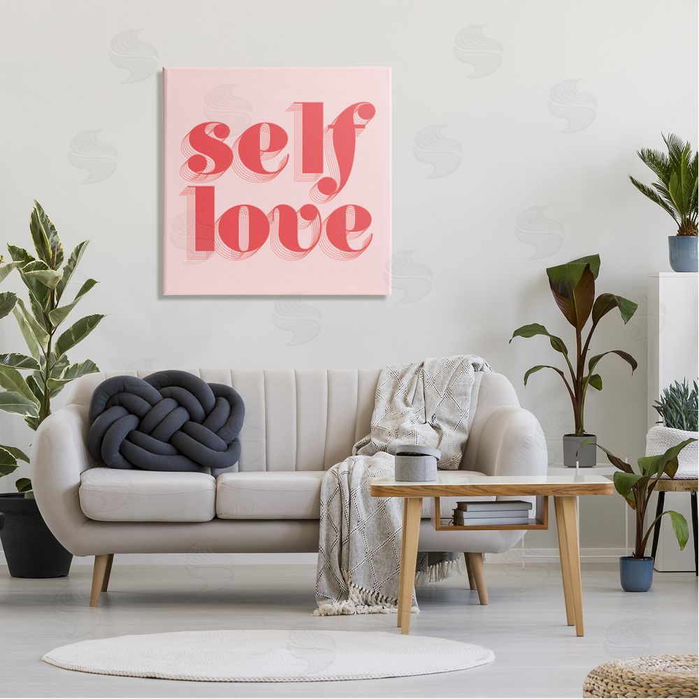Stupell Studio Self Love Retro Phrase Canvas Wall Art in Room