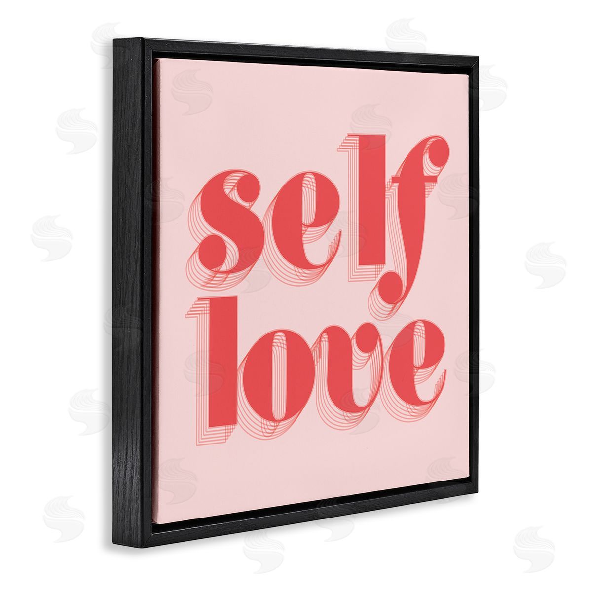 Stupell Studio Self Love Retro Phrase Black Floating Frame Canvas Wall Art Print