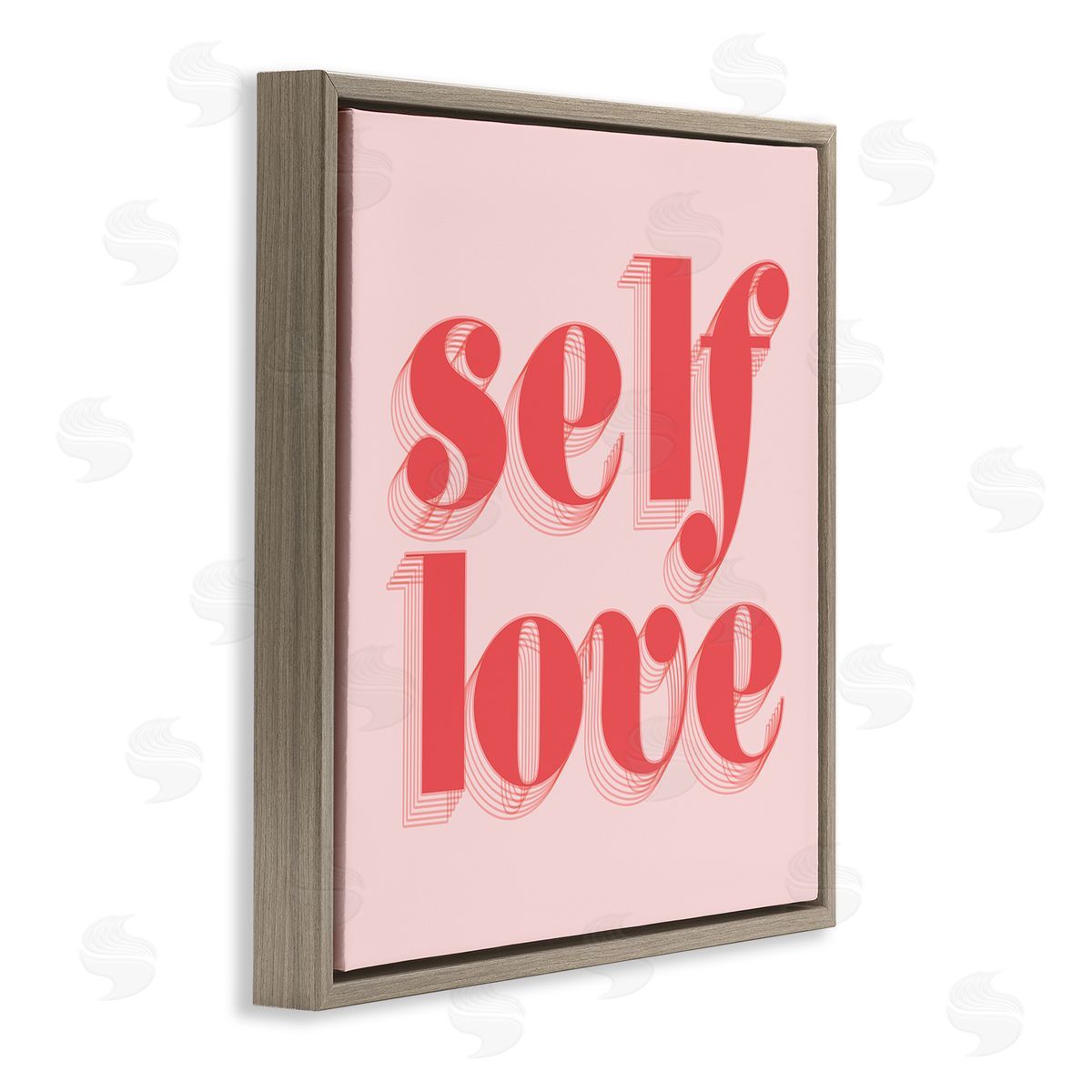 Stupell Studio Self Love Retro Phrase Brown Floating Frame Canvas Wall Art Print