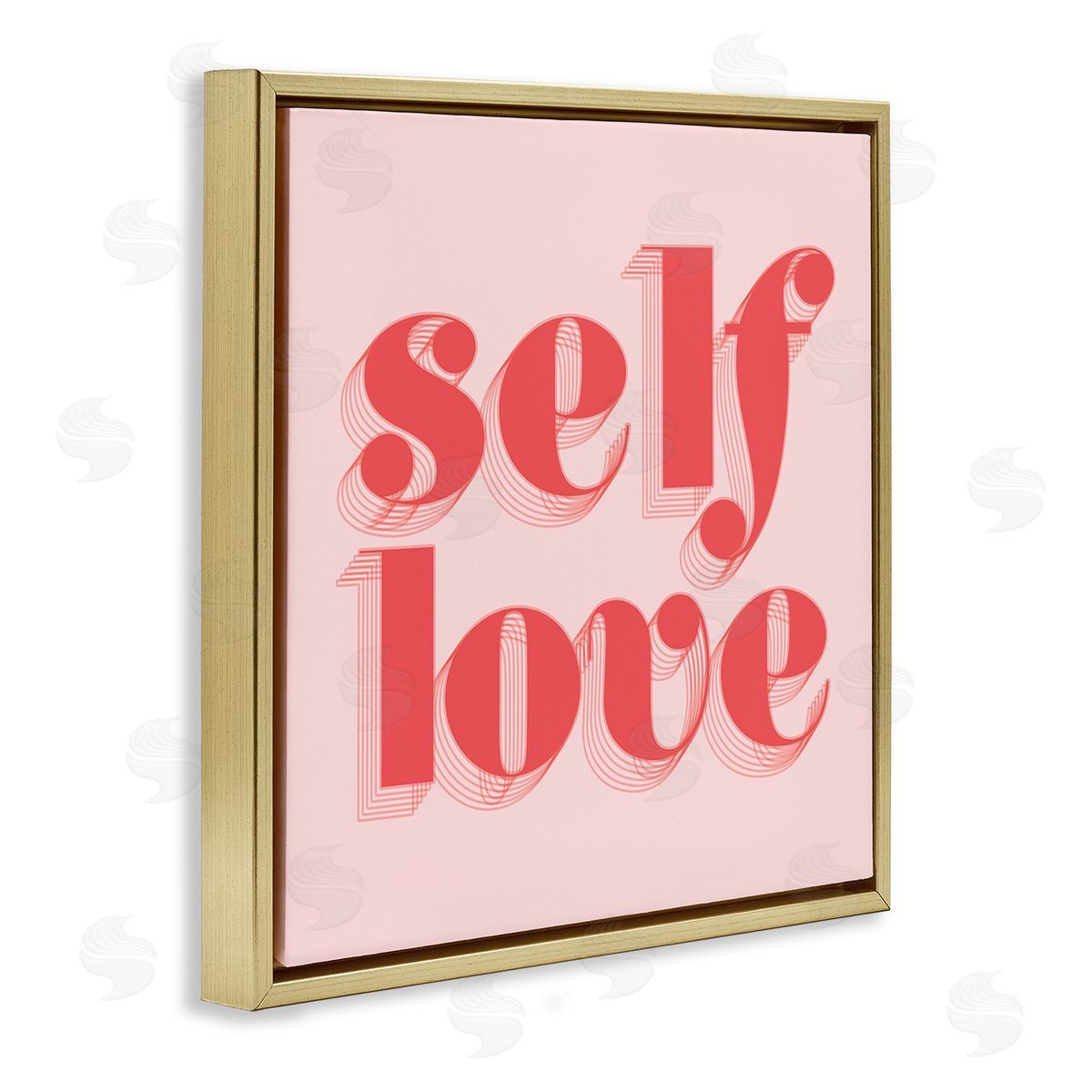 Stupell Studio Self Love Retro Phrase Gold Floating Frame Canvas Wall Art Print