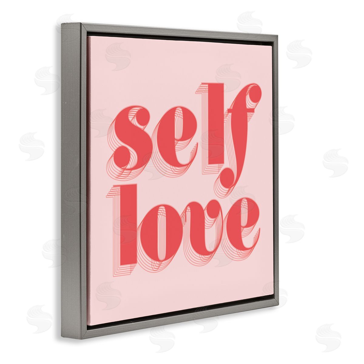 Stupell Studio Self Love Retro Phrase Gray Floating Frame Canvas Wall Art Print