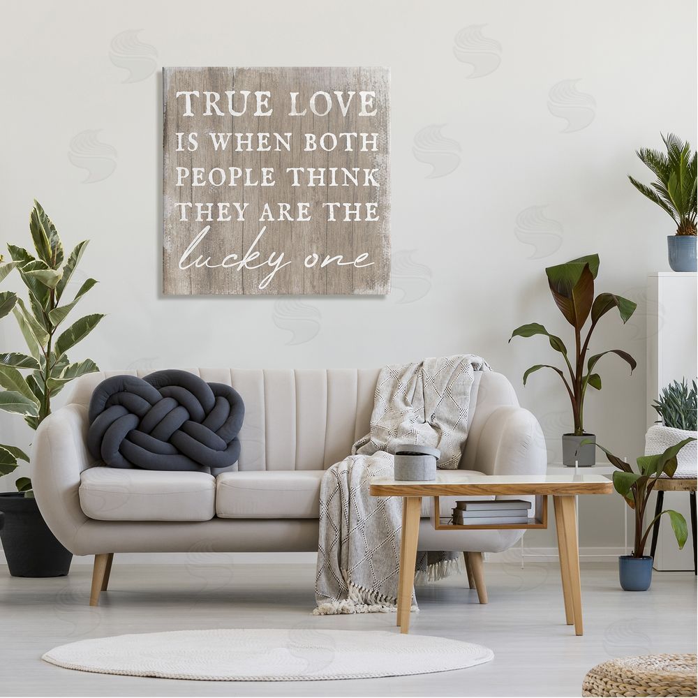 Stupell Studio True Love Lucky Ones Romantic Phrase Canvas Wall Art in Room