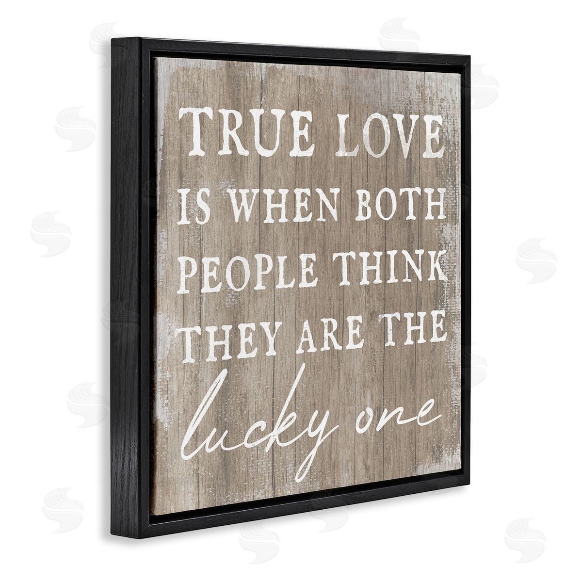 Stupell Studio True Love Lucky Ones Romantic Phrase Black Floating Frame Canvas Wall Art Print