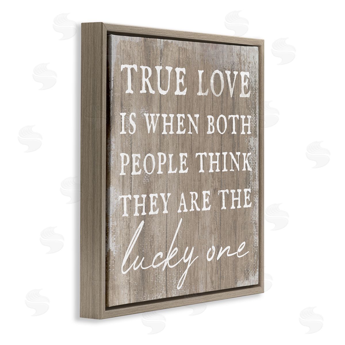 Stupell Studio True Love Lucky Ones Romantic Phrase Brown Floating Frame Canvas Wall Art Print