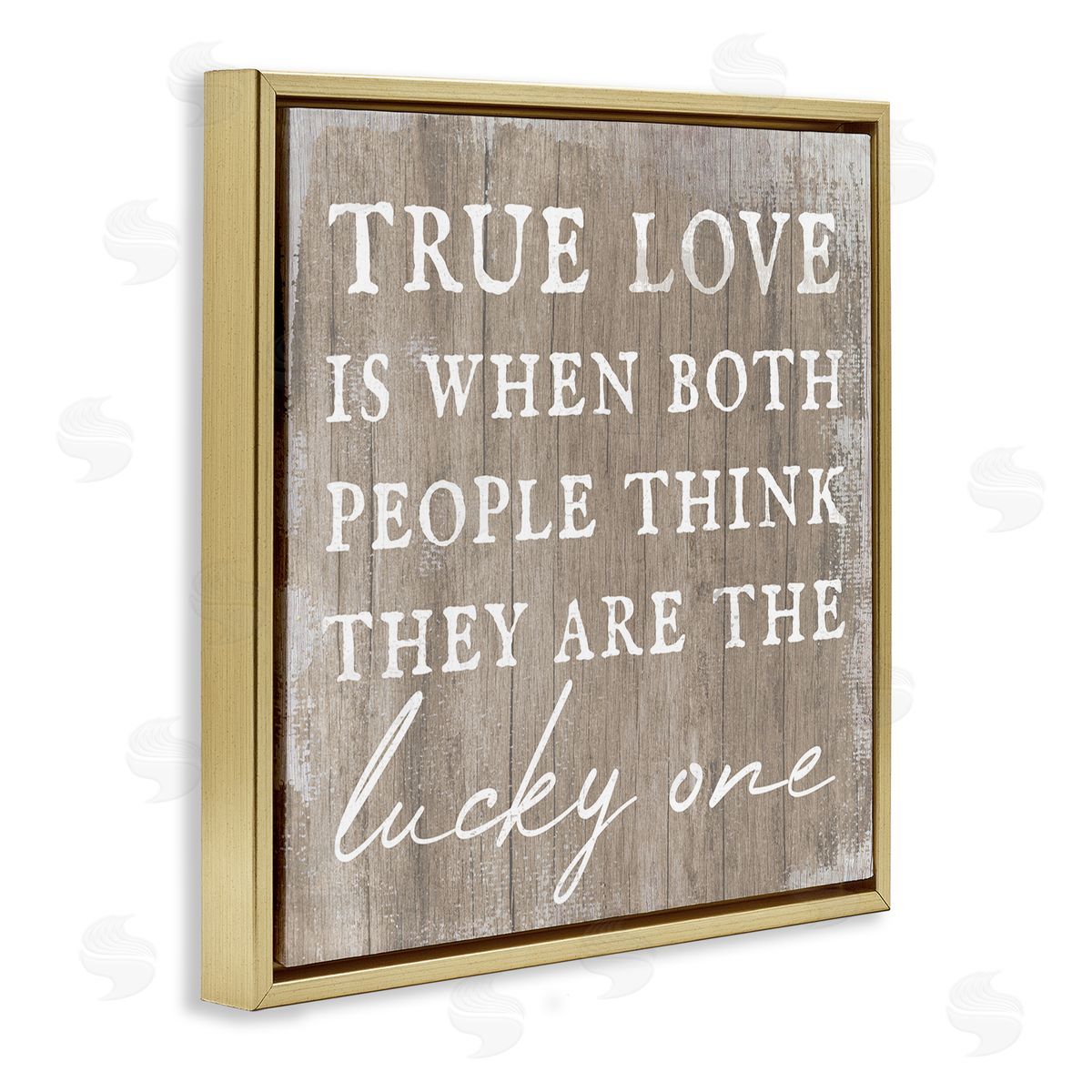 Stupell Studio True Love Lucky Ones Romantic Phrase Gold Floating Frame Canvas Wall Art Print