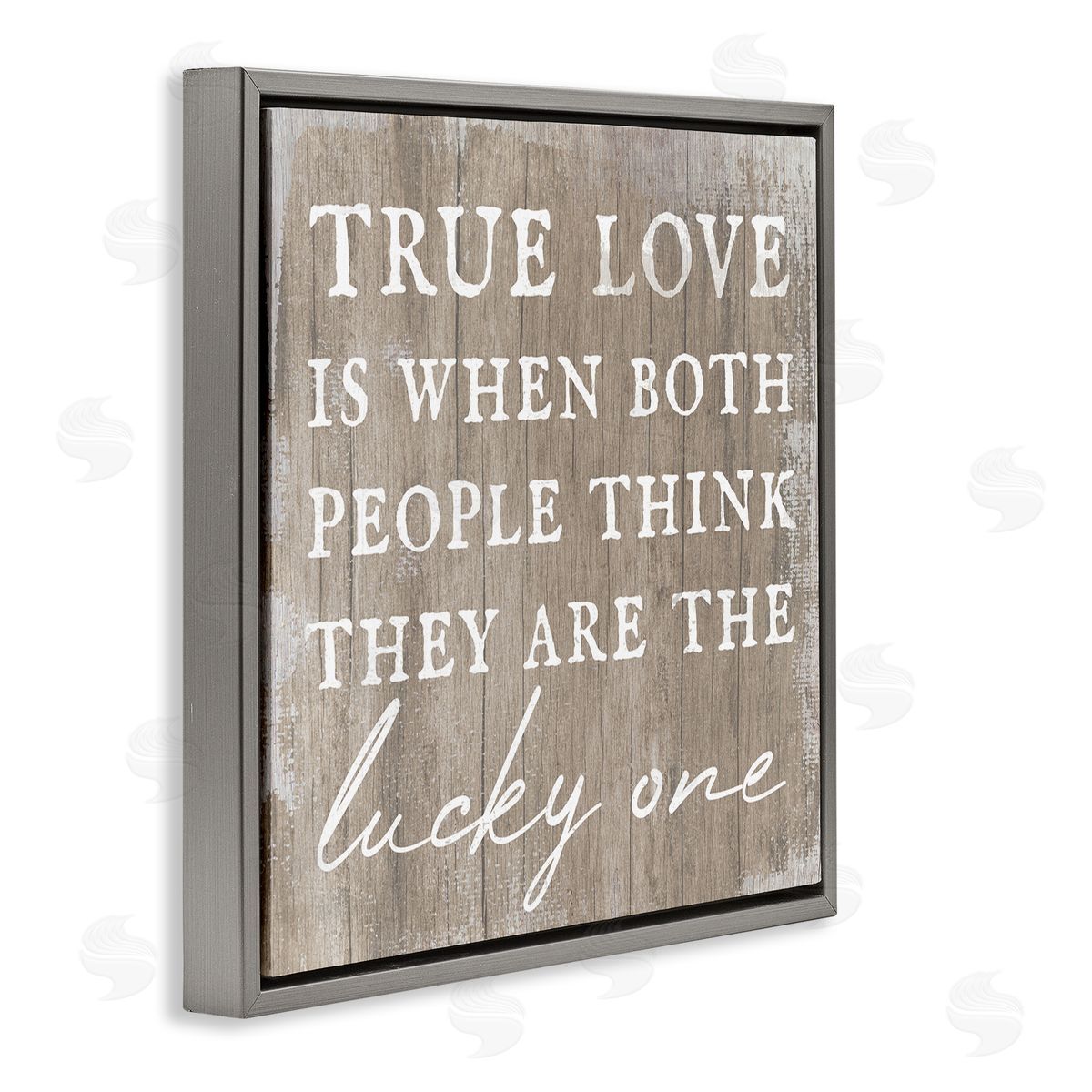 Stupell Studio True Love Lucky Ones Romantic Phrase Gray Floating Frame Canvas Wall Art Print