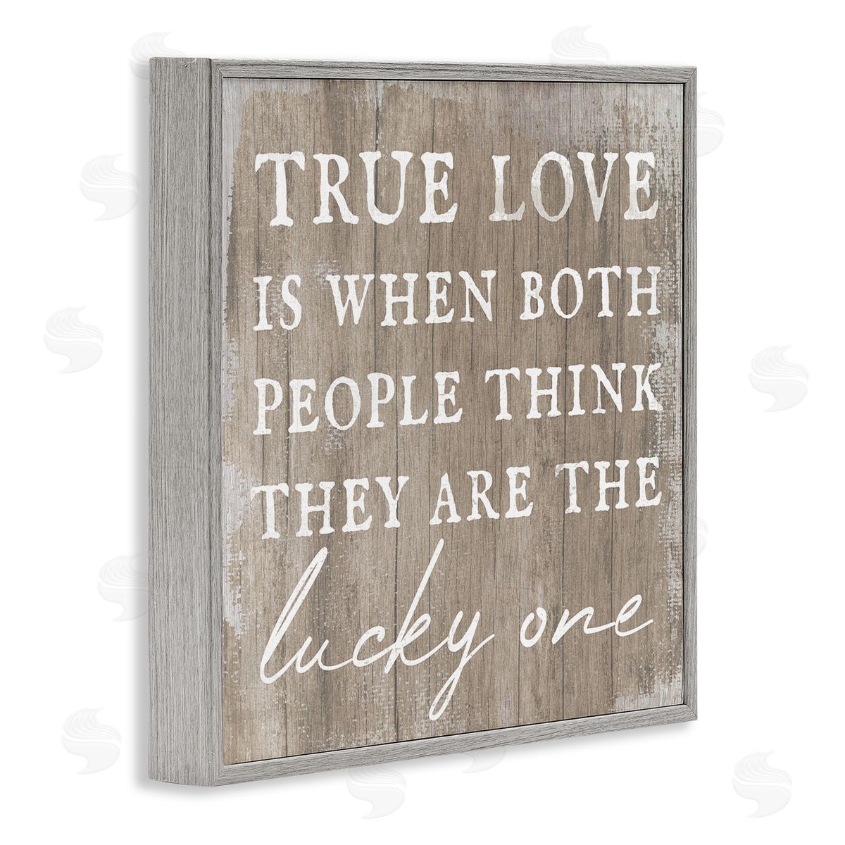 Stupell Studio True Love Lucky Ones Romantic Phrase Gray Framed Glicee Wall Art Print