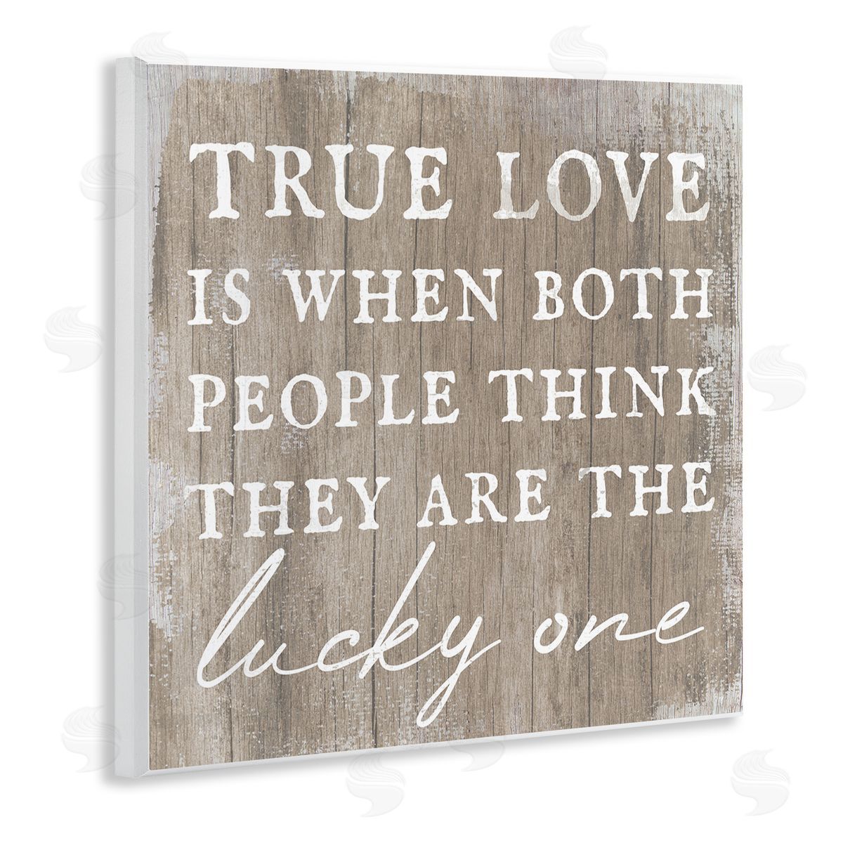 Stupell Studio True Love Lucky Ones Romantic Phrase Wooden Wall Plaque Art Print