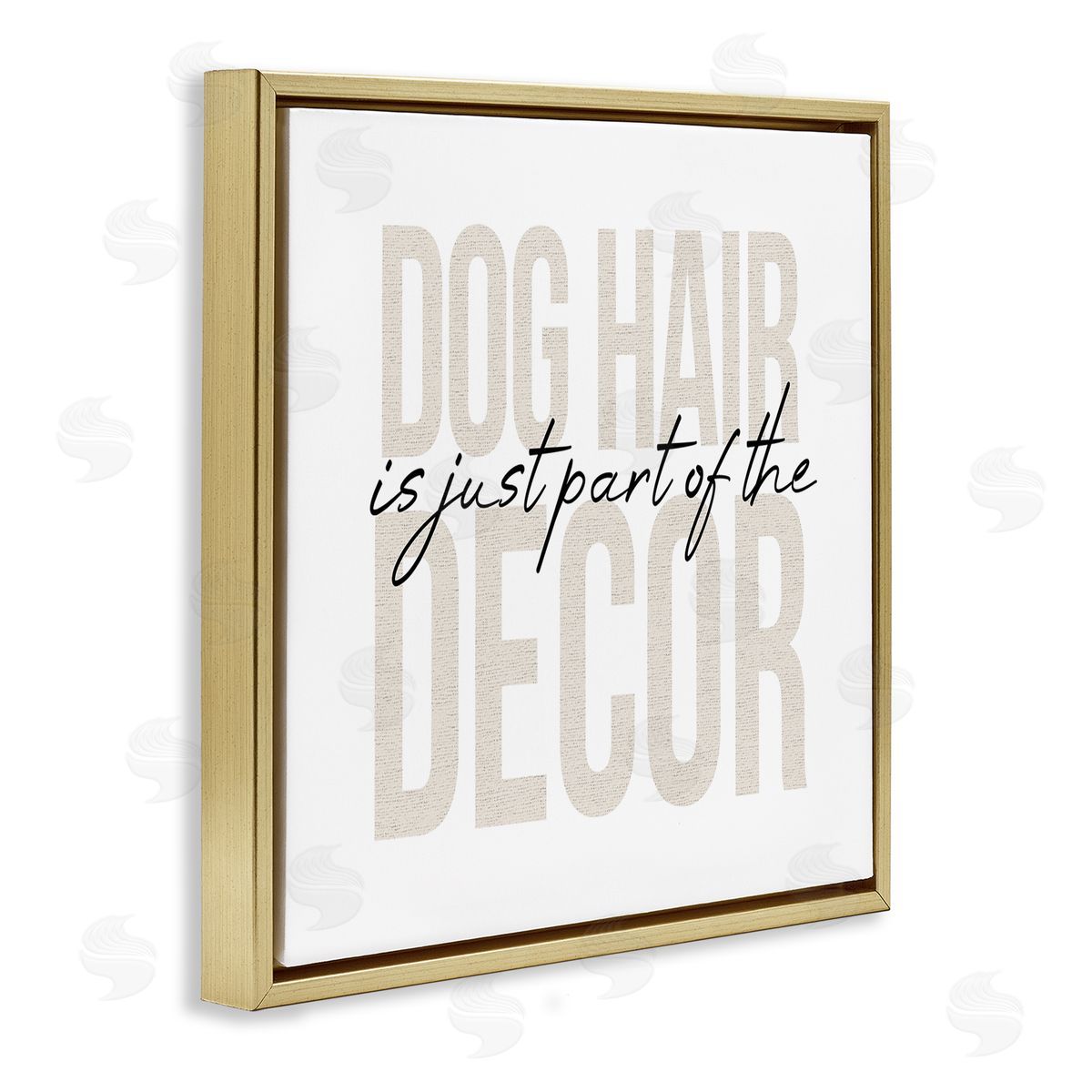 Stupell Studio Dog Hair Funny Pet Humor Gold Floating Frame Canvas Wall Art Print