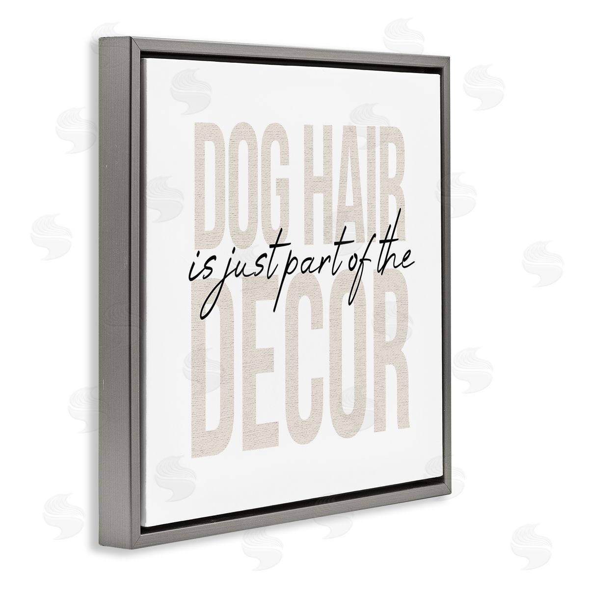Stupell Studio Dog Hair Funny Pet Humor Gray Floating Frame Canvas Wall Art Print
