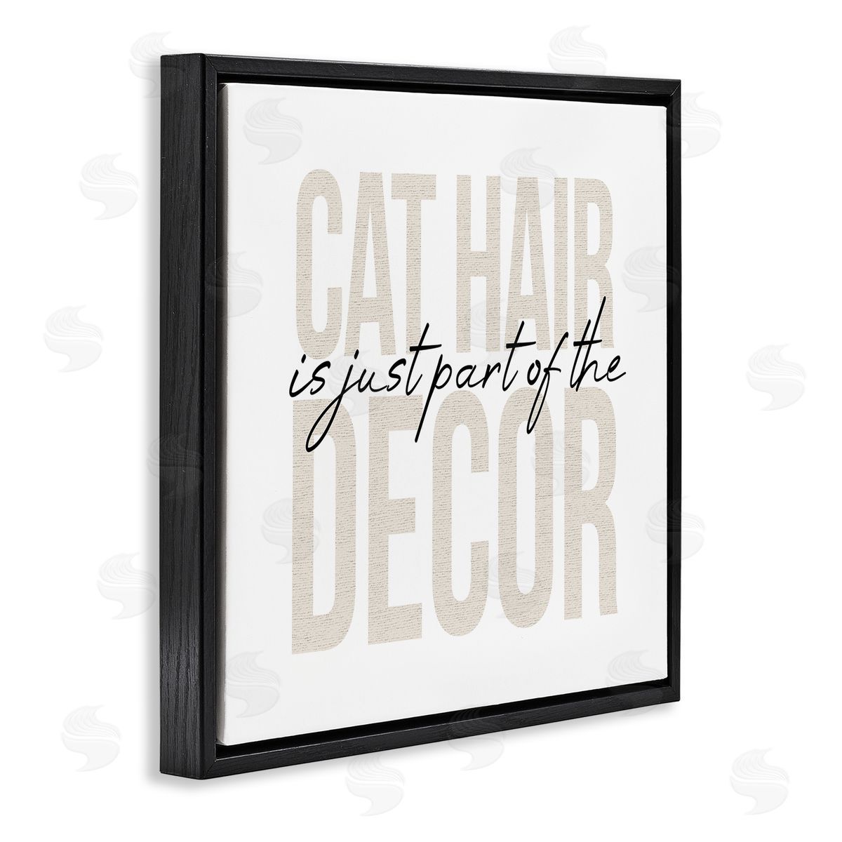 Stupell Studio Funny Cat Hair Pet Phrase Black Floating Frame Canvas Wall Art Print