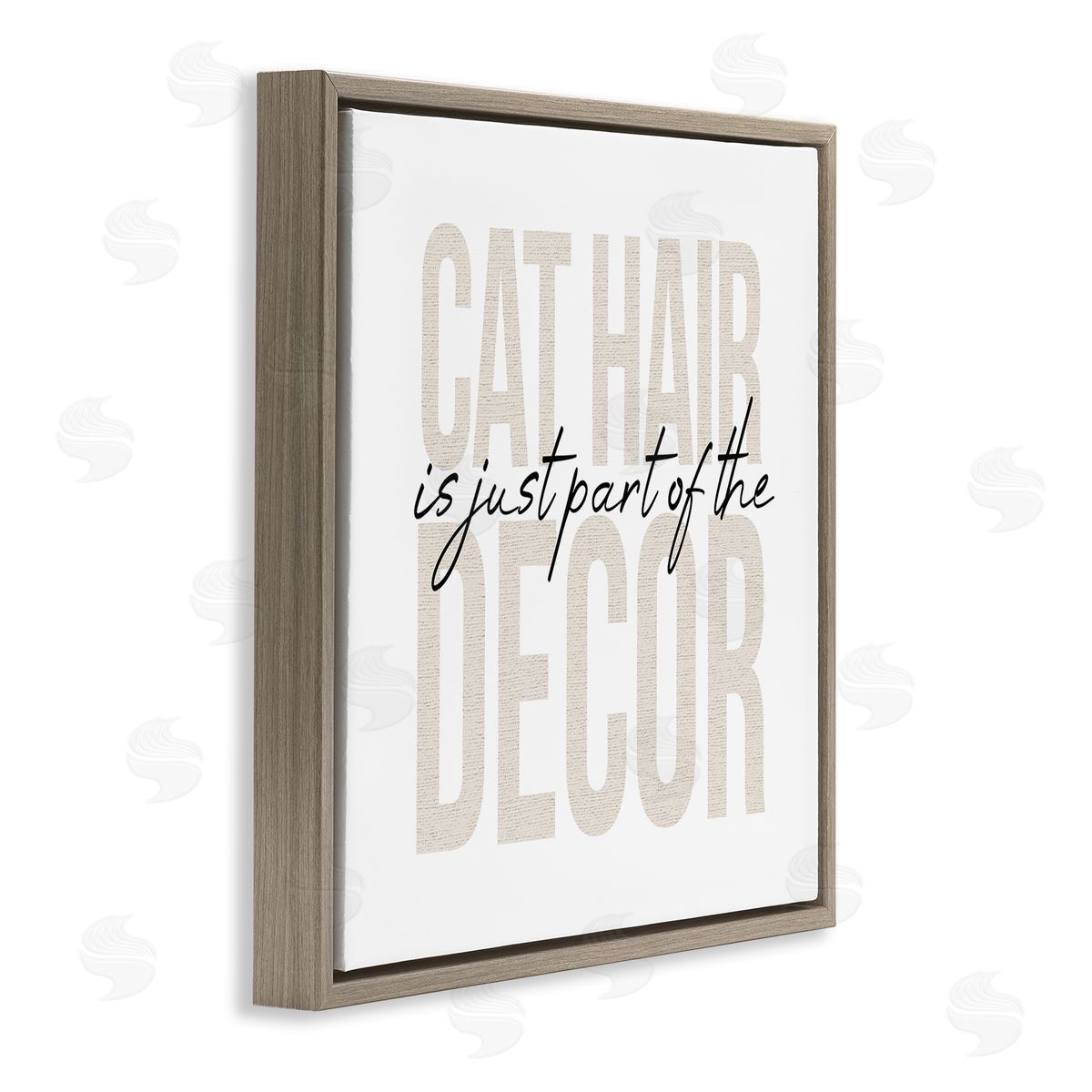 Stupell Studio Funny Cat Hair Pet Phrase Brown Floating Frame Canvas Wall Art Print