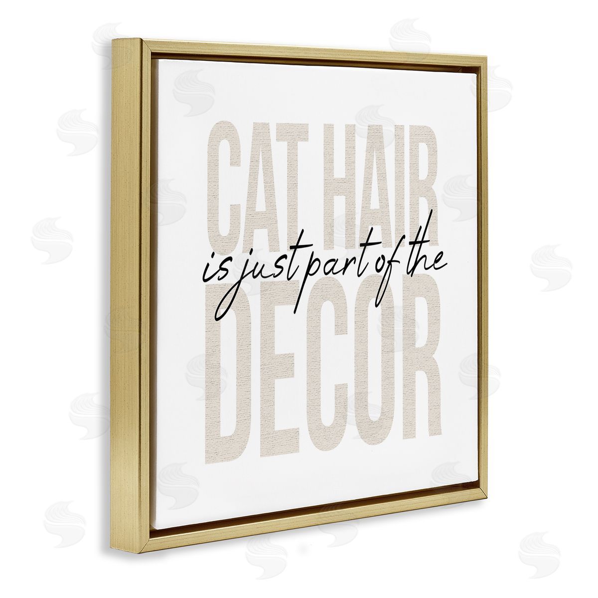 Stupell Studio Funny Cat Hair Pet Phrase Gold Floating Frame Canvas Wall Art Print