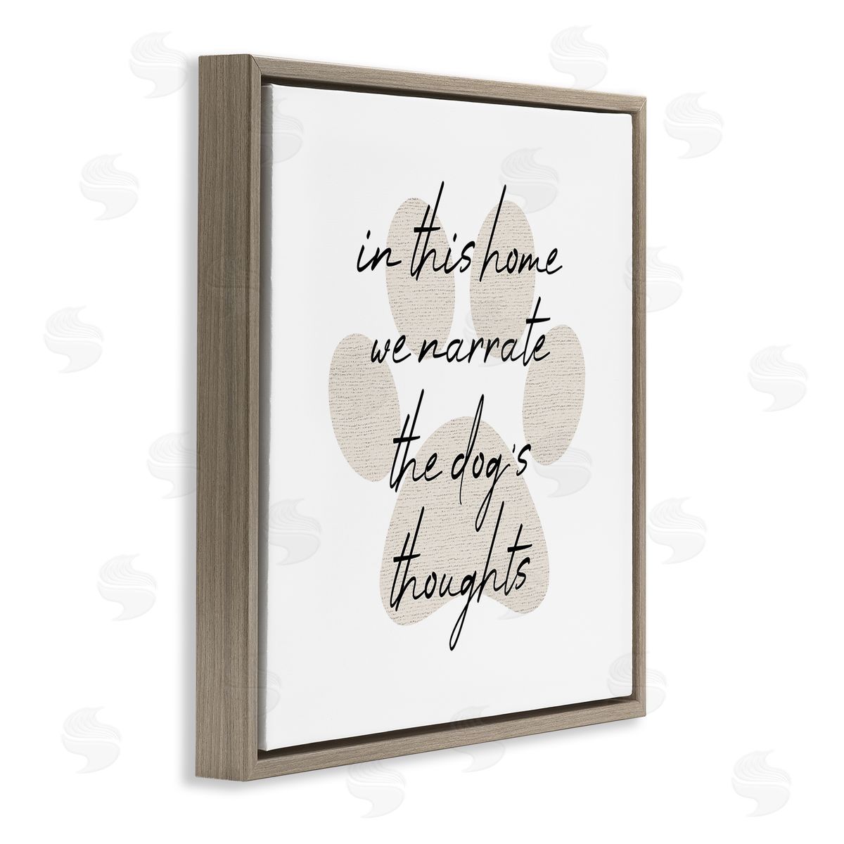 Stupell Studio Narrate Dog's Thoughts Funny Pet Brown Floating Frame Canvas Wall Art Print