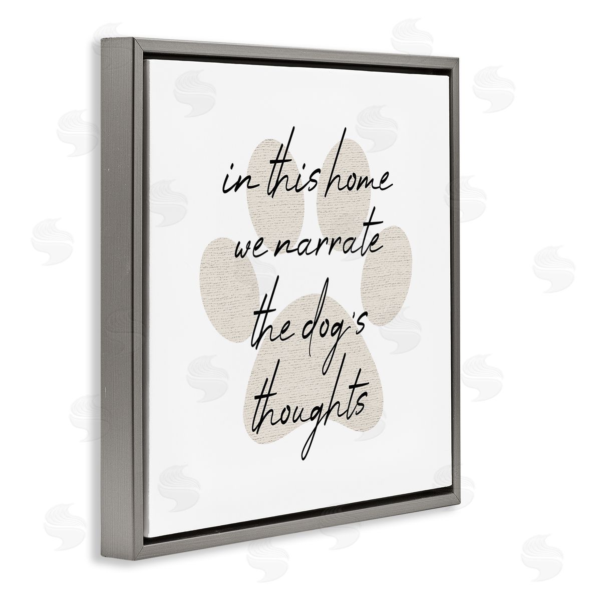 Stupell Studio Narrate Dog's Thoughts Funny Pet Gray Floating Frame Canvas Wall Art Print
