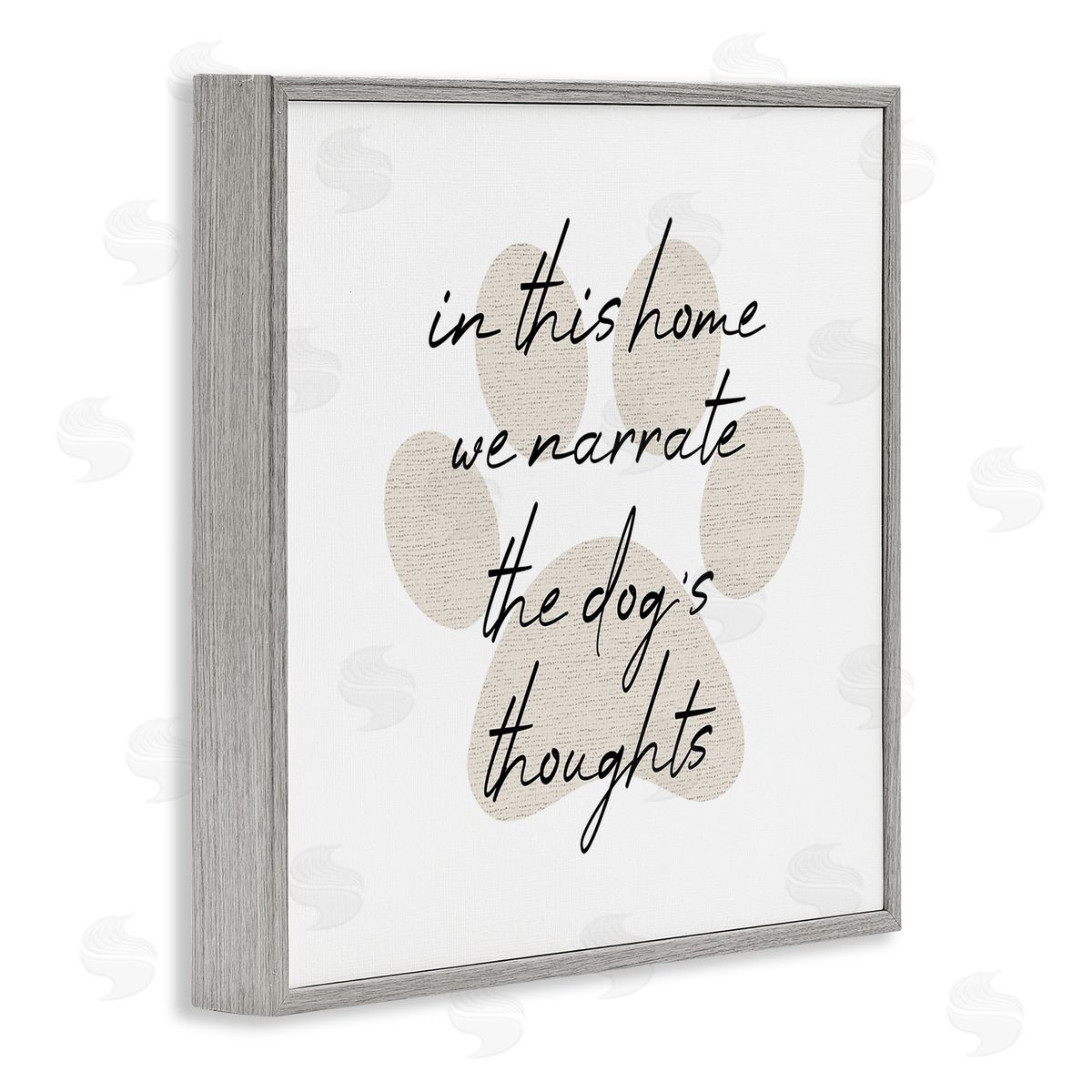 Stupell Studio Narrate Dog's Thoughts Funny Pet Gray Framed Glicee Wall Art Print
