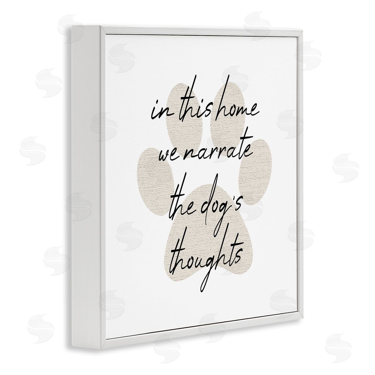 Stupell Studio Narrate Dog's Thoughts Funny Pet White Framed Glicee Wall Art Print